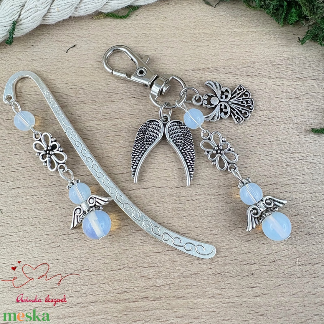 Opalit angyal könyvjelző és kulcstartó szett � ásvány ajándék - könyv & zene - könyvjelző - Meska.hu