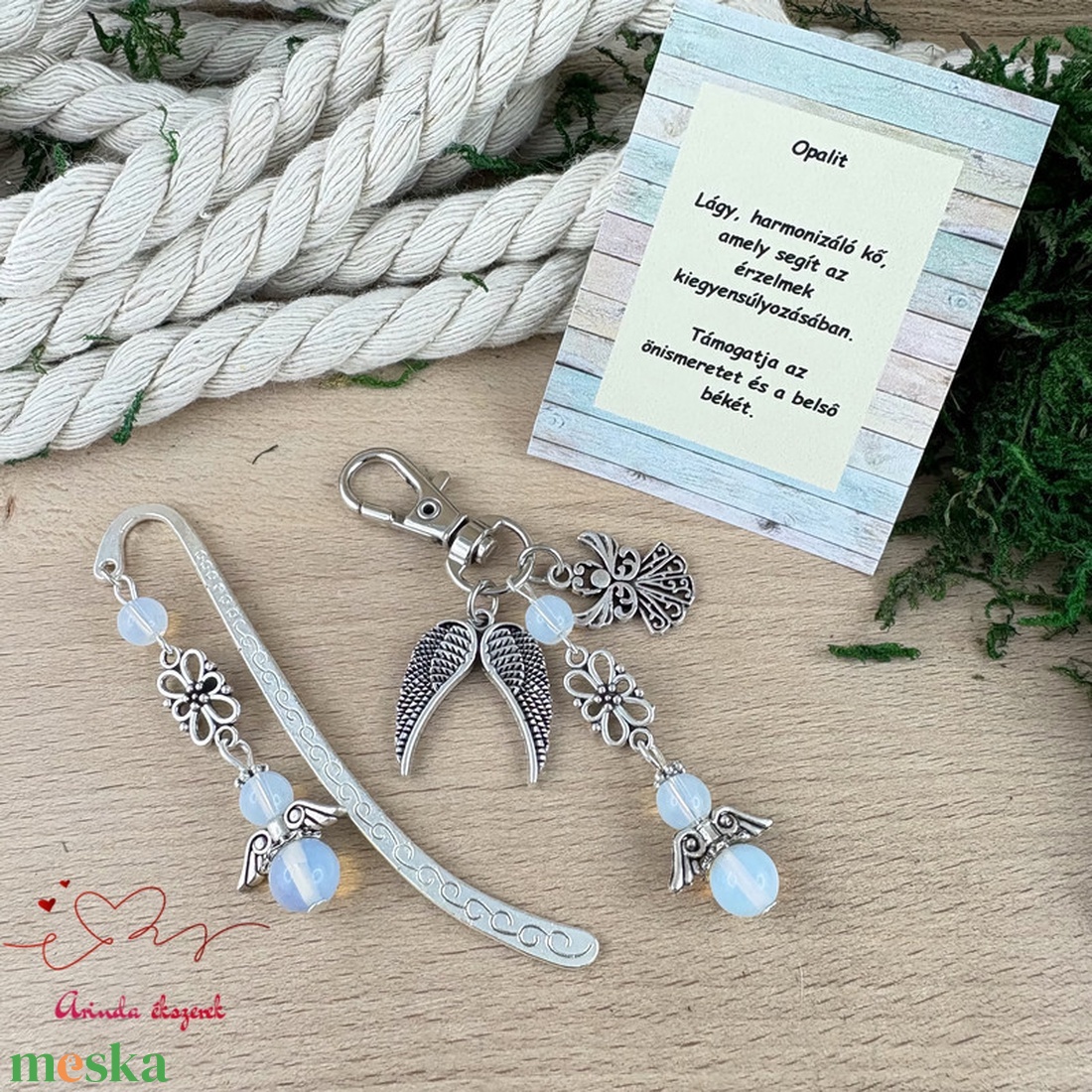 Opalit angyal könyvjelző és kulcstartó szett � ásvány ajándék - könyv & zene - könyvjelző - Meska.hu