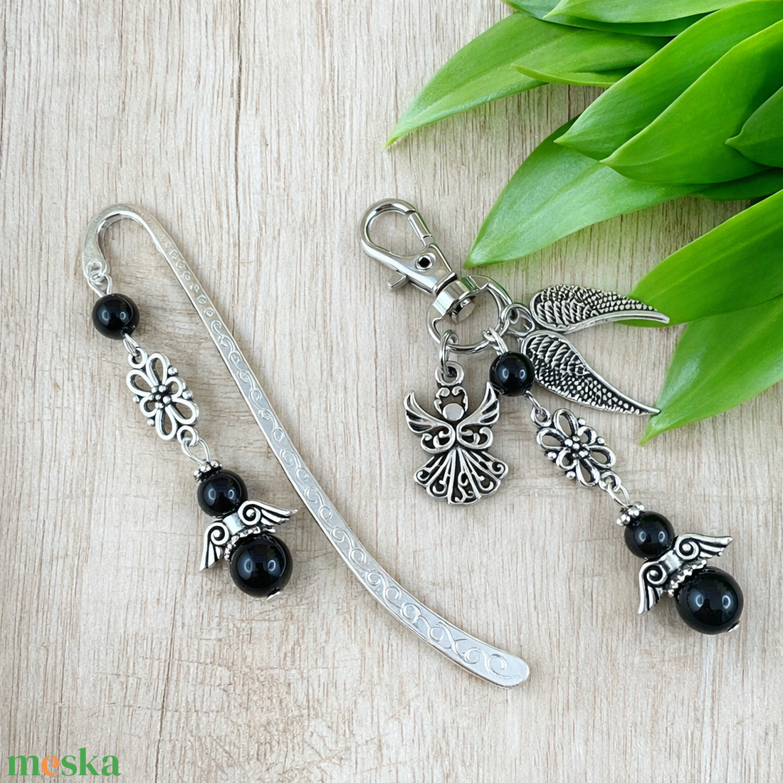 Ónix angyal könyvjelző és kulcstartó szett � ásvány ajándék - könyv & zene - könyvjelző - Meska.hu