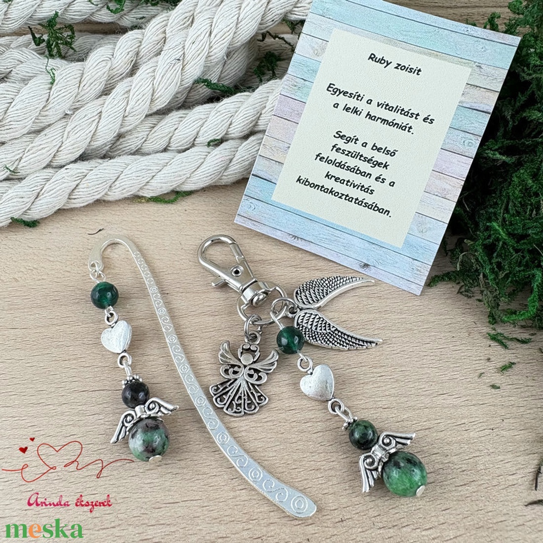 Ruby zoisit angyal könyvjelző és kulcstartó szett � ásvány ajándék - könyv & zene - könyvjelző - Meska.hu
