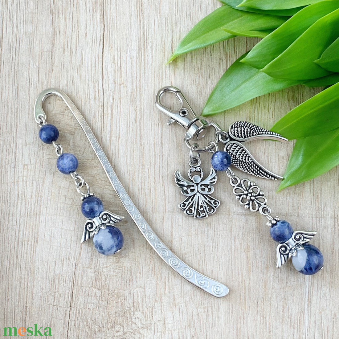 Szodalit angyal könyvjelző és kulcstartó szett � ásvány ajándék - könyv & zene - könyvjelző - Meska.hu