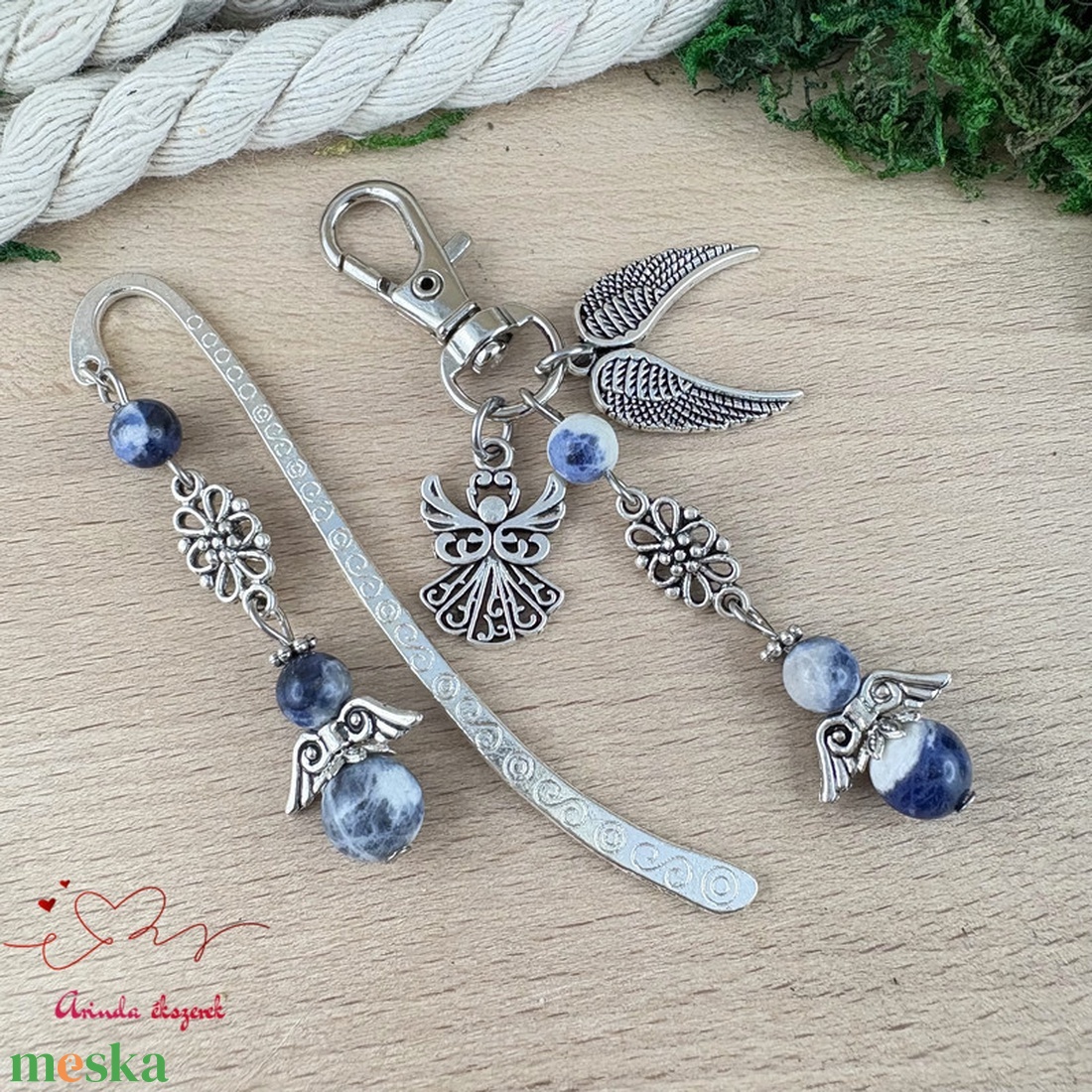 Szodalit angyal könyvjelző és kulcstartó szett � ásvány ajándék - könyv & zene - könyvjelző - Meska.hu