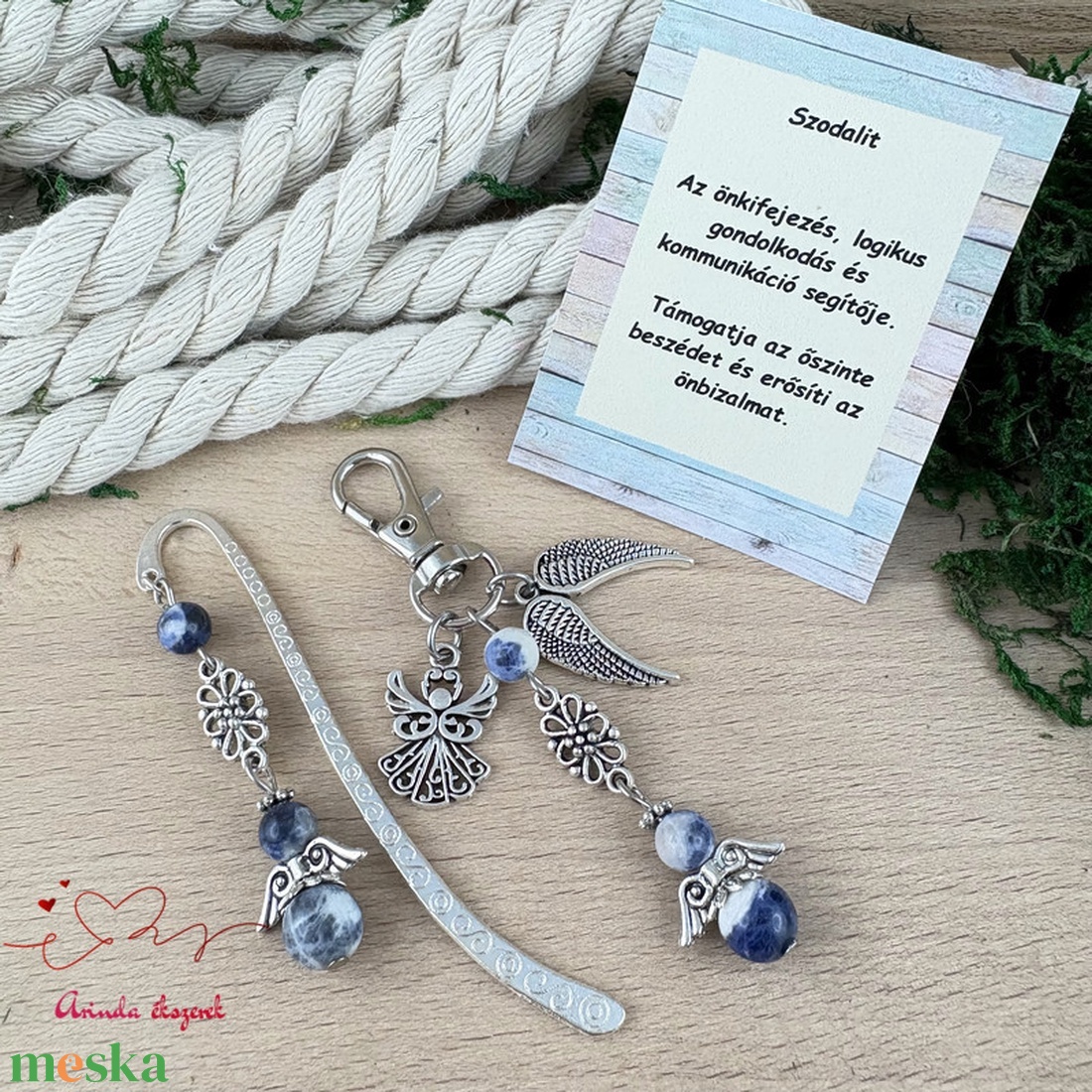 Szodalit angyal könyvjelző és kulcstartó szett � ásvány ajándék - könyv & zene - könyvjelző - Meska.hu