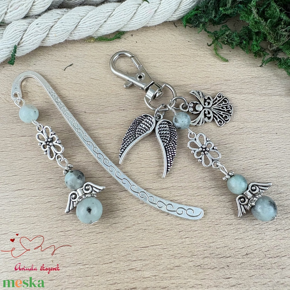 Szezám jáspis angyal könyvjelző és kulcstartó szett � ásvány ajándék - könyv & zene - könyvjelző - Meska.hu