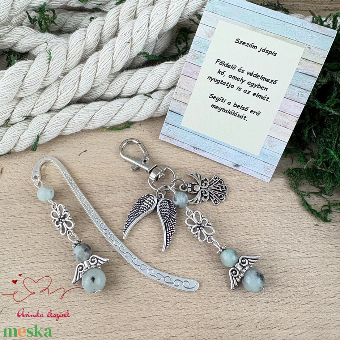 Szezám jáspis angyal könyvjelző és kulcstartó szett � ásvány ajándék - könyv & zene - könyvjelző - Meska.hu