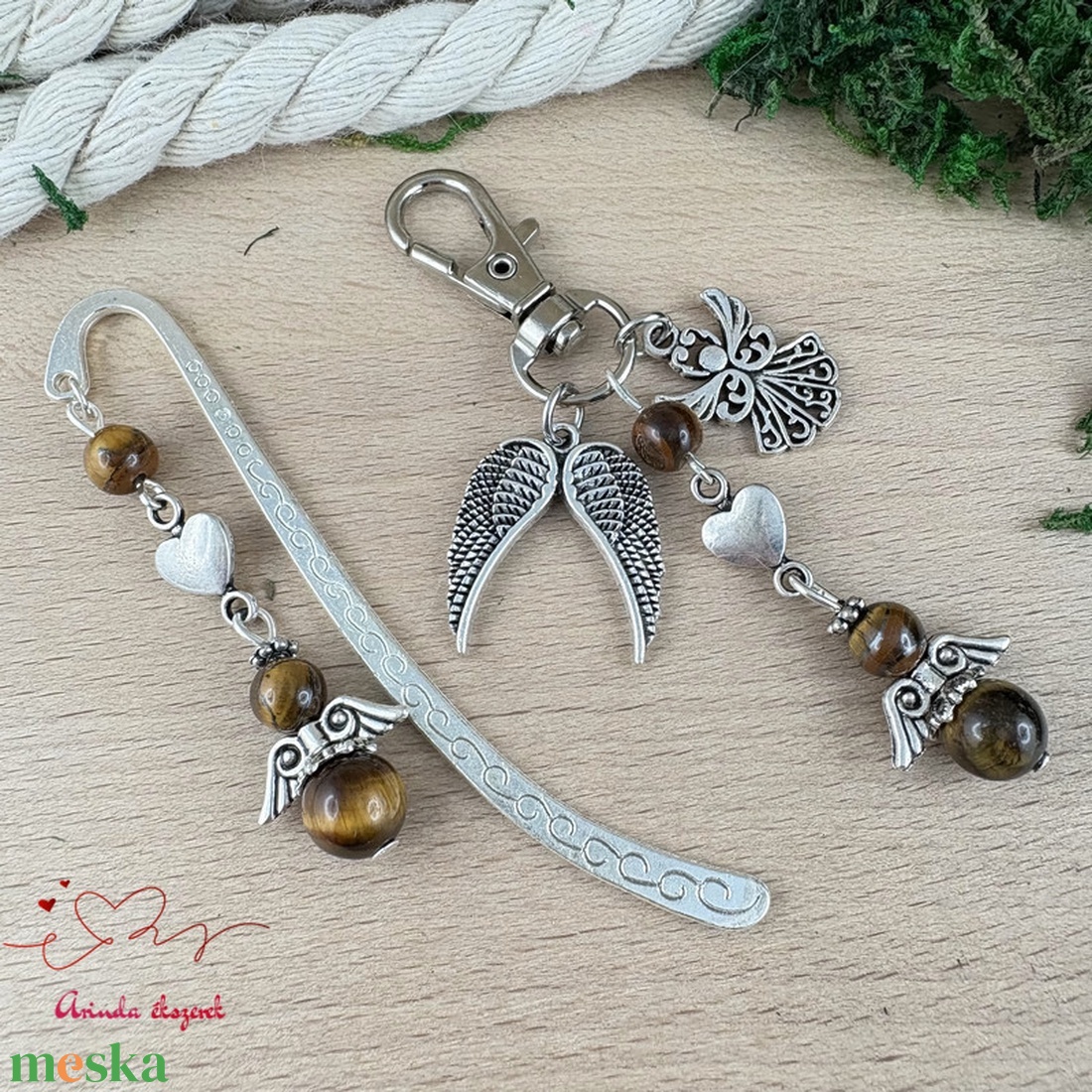 Tigrisszem angyal könyvjelző és kulcstartó szett � ásvány ajándék - könyv & zene - könyvjelző - Meska.hu