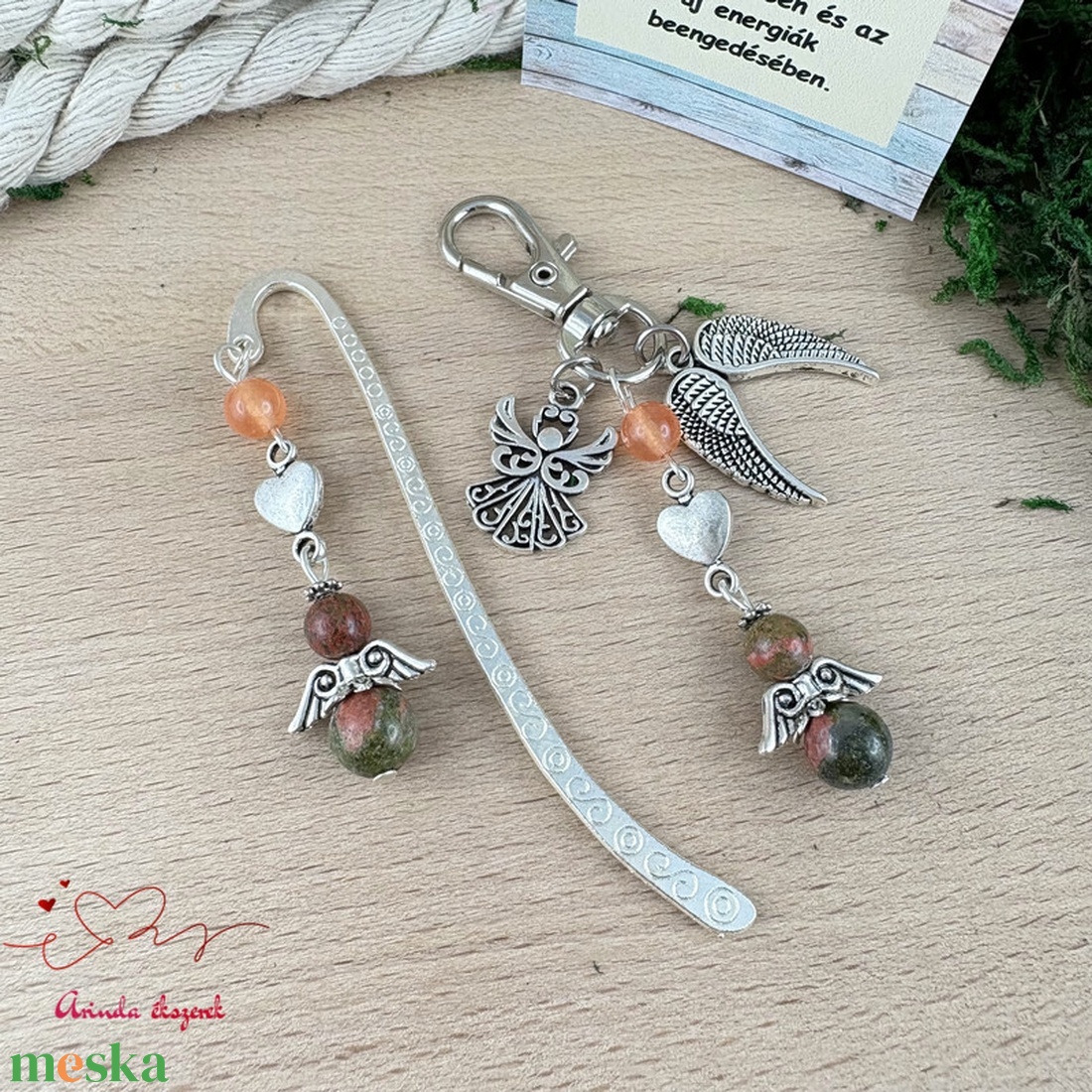 Unakit angyal könyvjelző és kulcstartó szett � ásvány ajándék - könyv & zene - könyvjelző - Meska.hu