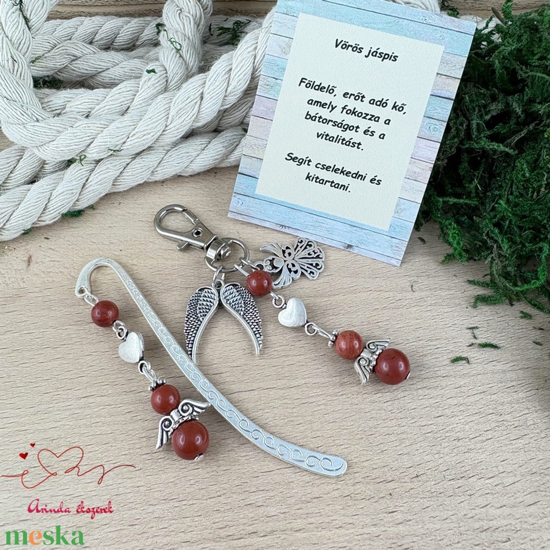 Vörös jáspis angyal könyvjelző és kulcstartó szett � ásvány ajándék - könyv & zene - könyvjelző - Meska.hu