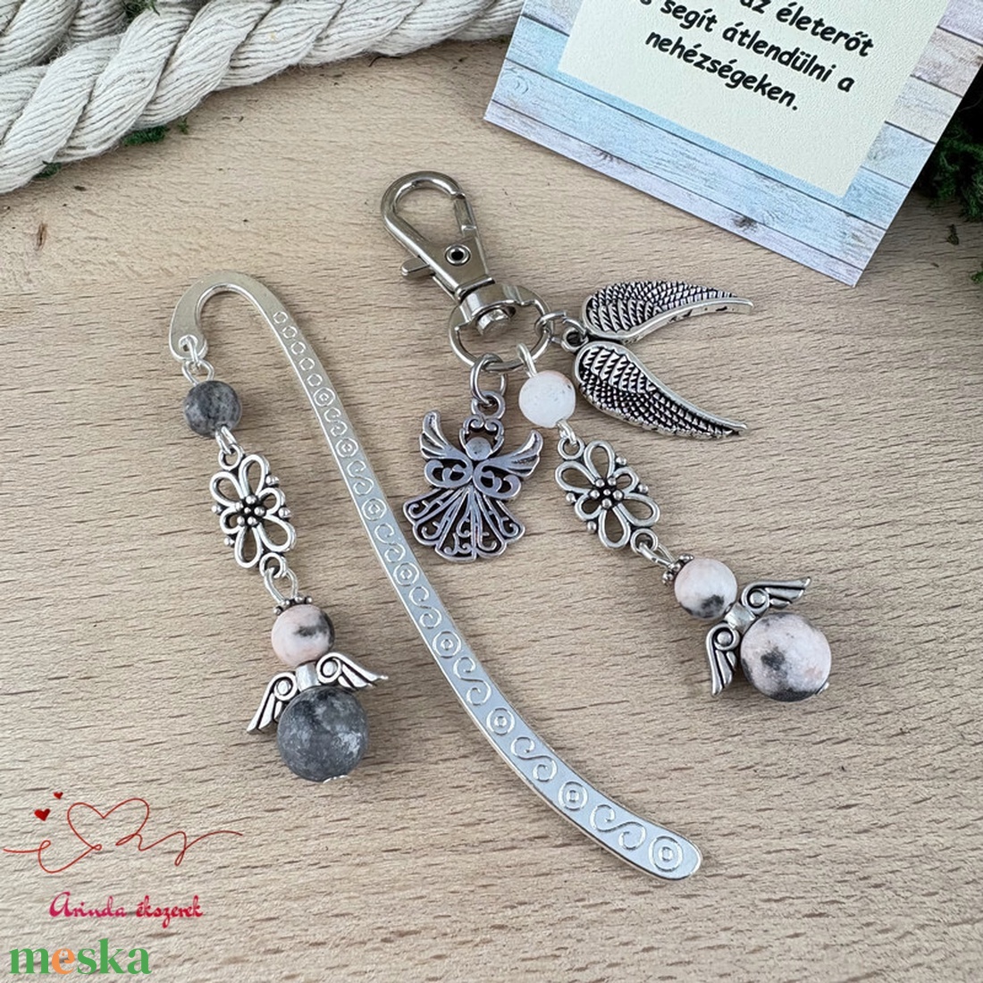 Zebra jáspis angyal könyvjelző és kulcstartó szett � ásvány ajándék - könyv & zene - könyvjelző - Meska.hu