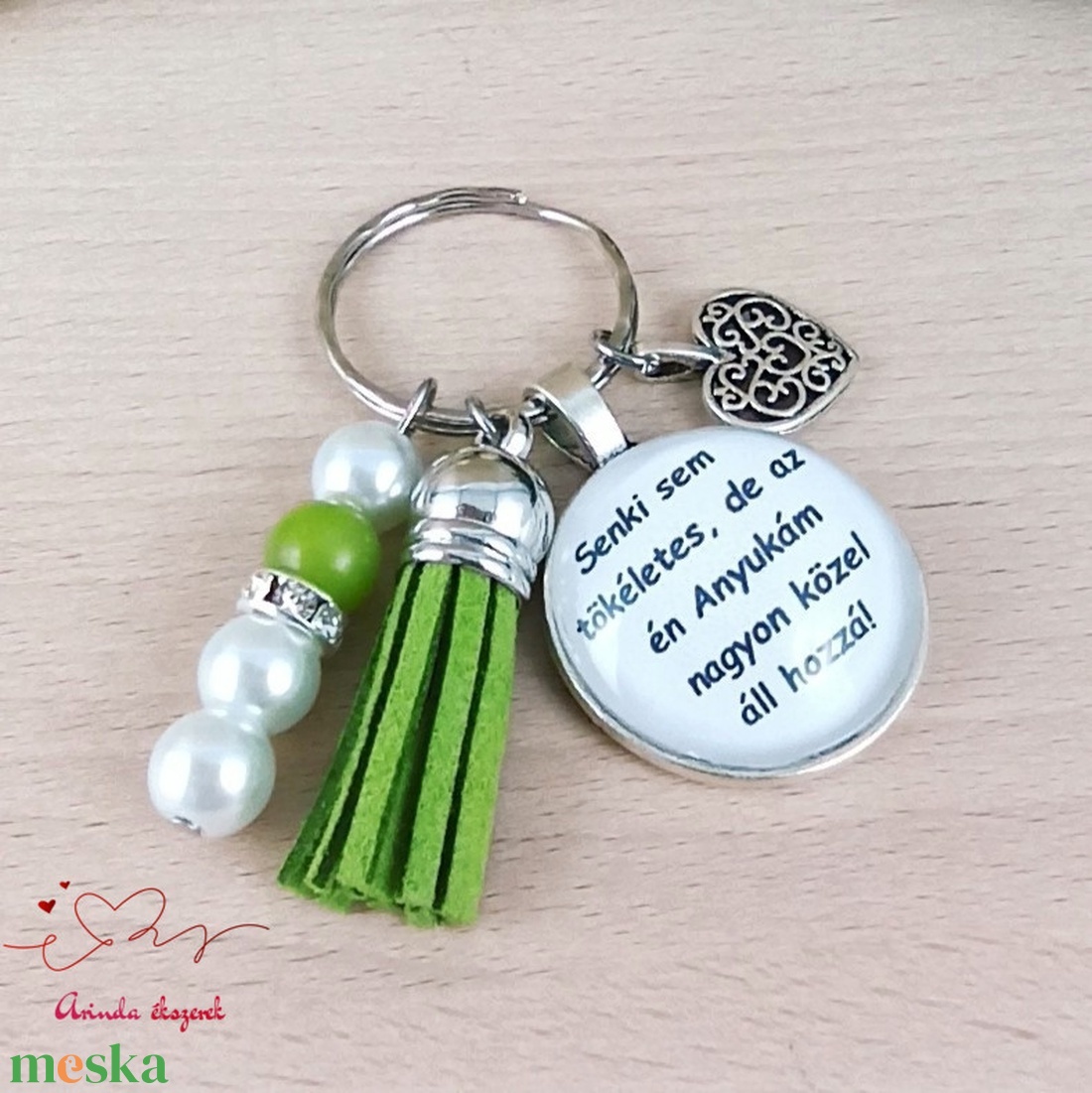 Idézetes kulcstartó anyának kék üveglencsével � Senki sem tökéletes ajándék - táska & tok - kulcstartó & táskadísz - kulcstartó - Meska.hu