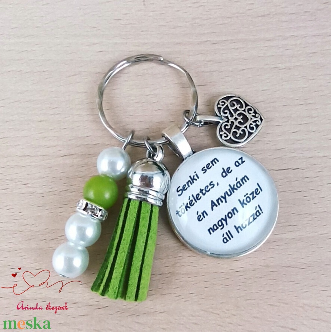 Idézetes kulcstartó anyának kék üveglencsével � Senki sem tökéletes ajándék - táska & tok - kulcstartó & táskadísz - kulcstartó - Meska.hu