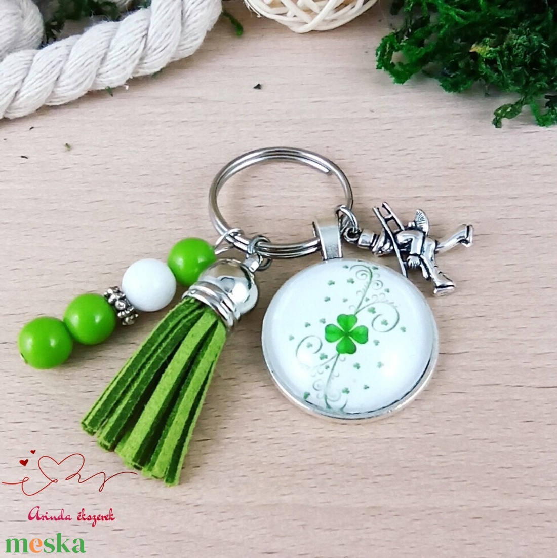 Szerencsehozó lóherés kulcstartó � ajándék utazáshoz, vizsgára, ballagásra - táska & tok - kulcstartó & táskadísz - kulcstartó - Meska.hu