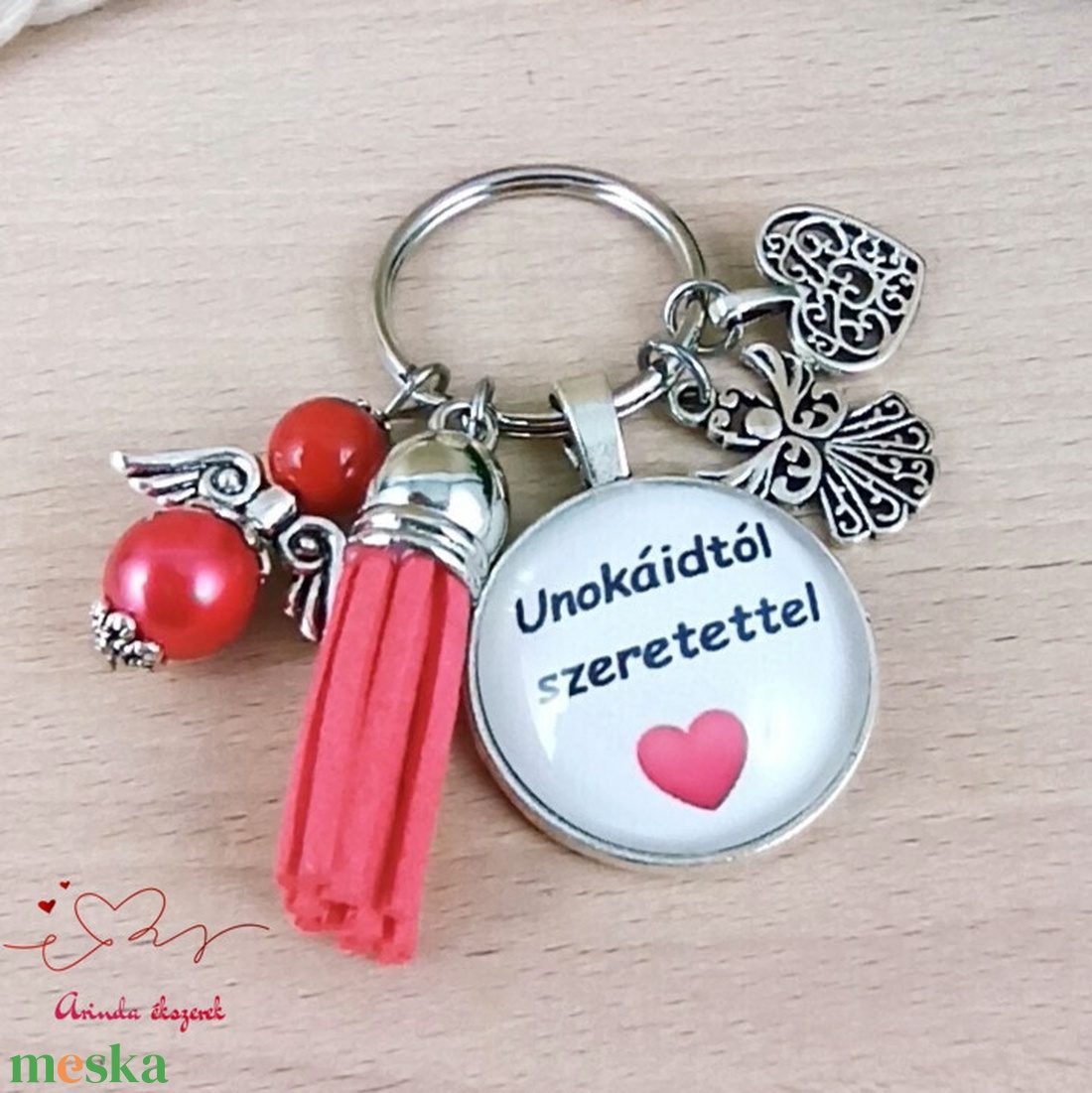Unokáidtól szeretettel idézetes üveglencsés kulcstartó � ajándék nagymamának - táska & tok - kulcstartó & táskadísz - kulcstartó - Meska.hu