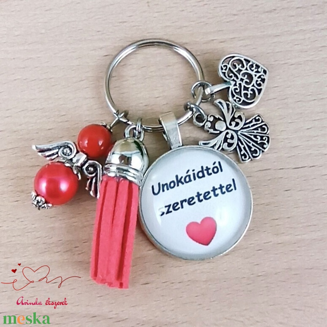 Unokáidtól szeretettel idézetes üveglencsés kulcstartó � ajándék nagymamának - táska & tok - kulcstartó & táskadísz - kulcstartó - Meska.hu