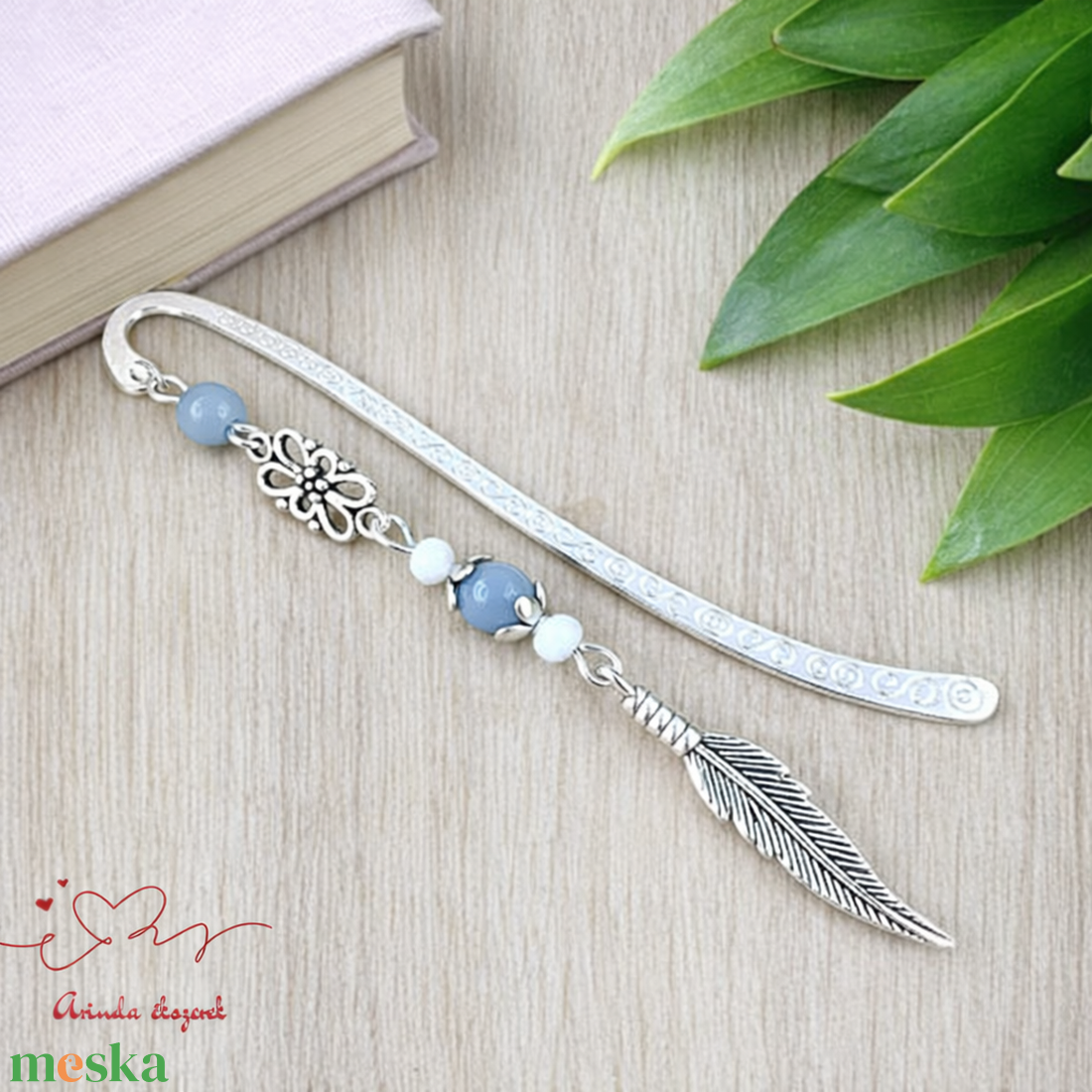 Toll charm könyvjelző � szürke gyöngyökkel, pedagógusnapi ajándék - könyv & zene - könyvjelző - Meska.hu