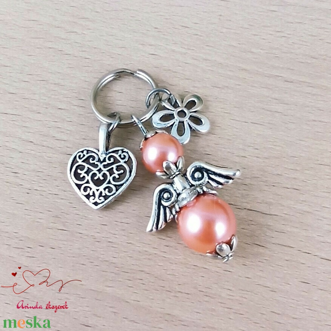 Púder angyalkás kulcstartó - pedagógusnapi ajándék tanárnak, óvónéninek, dadusnak - táska & tok - kulcstartó & táskadísz - kulcstartó - Meska.hu