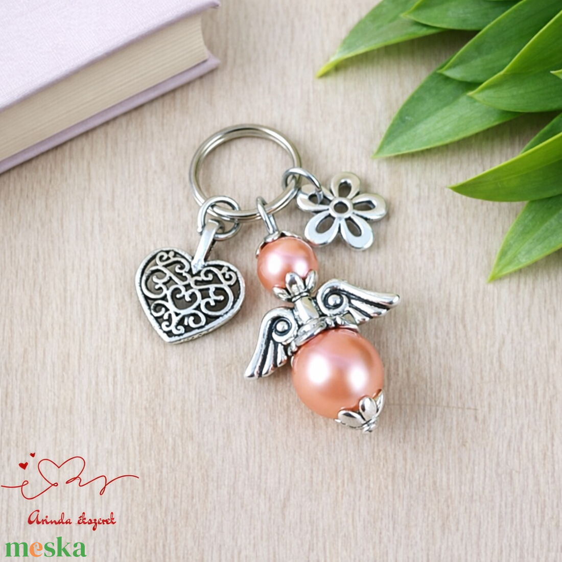 Púder angyalkás kulcstartó - pedagógusnapi ajándék tanárnak, óvónéninek, dadusnak - táska & tok - kulcstartó & táskadísz - kulcstartó - Meska.hu