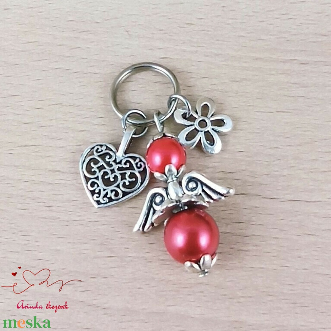 Piros angyalkás kulcstartó - évzáró ajándék tanárnak, óvónéninek, dadusnak - táska & tok - kulcstartó & táskadísz - kulcstartó - Meska.hu