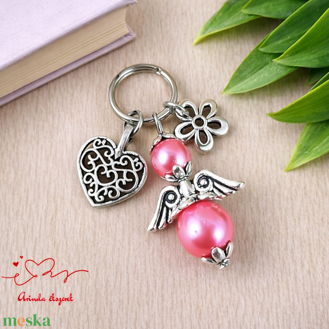 Pink angyalkás kulcstartó - évzáró ajándék tanárnak, óvónéninek, dadusnak - táska & tok - kulcstartó & táskadísz - kulcstartó - Meska.hu