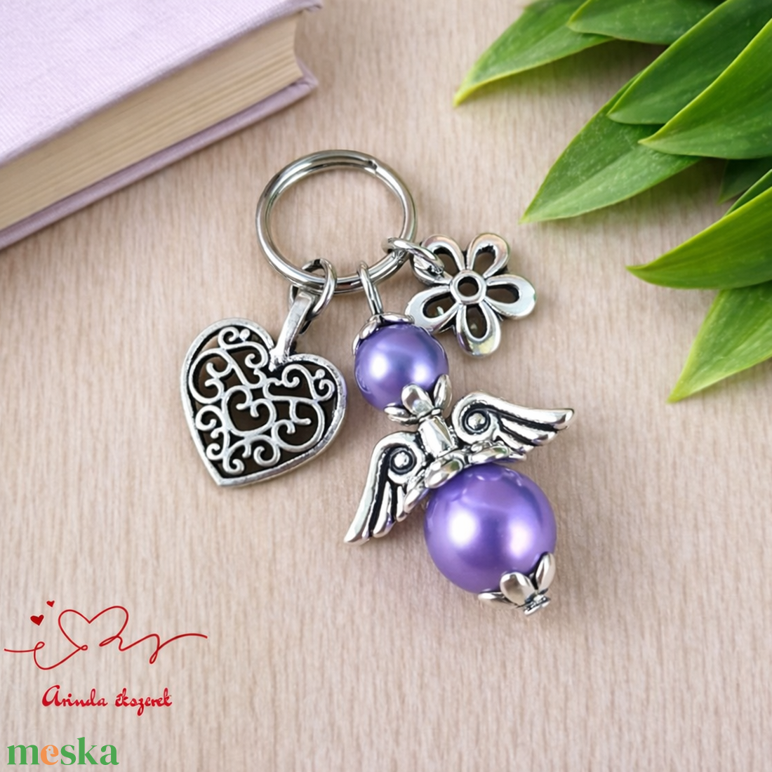 Levendula angyalkás kulcstartó - évzáró ajándék tanárnak, óvónéninek, dadusnak - táska & tok - kulcstartó & táskadísz - kulcstartó - Meska.hu