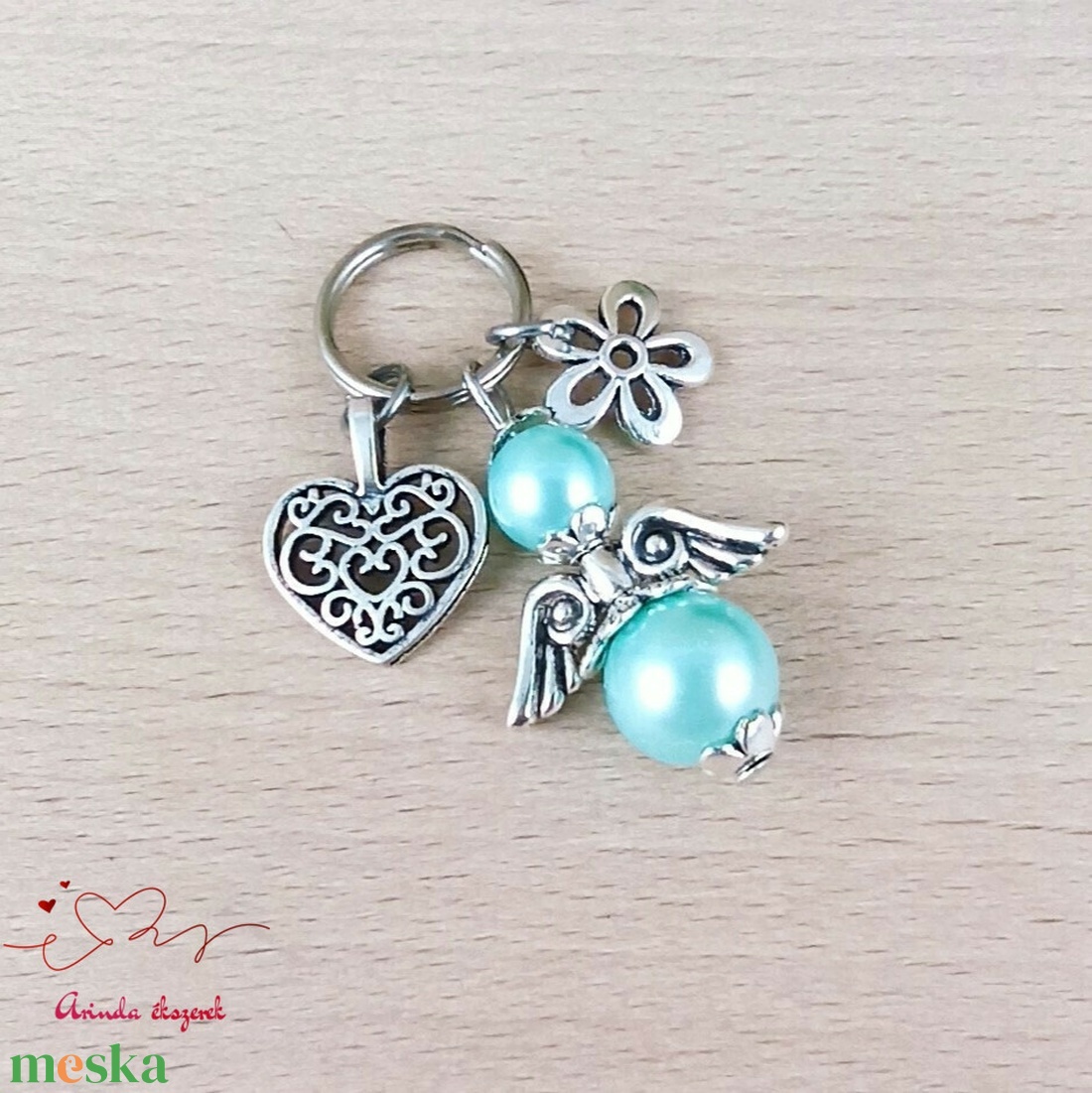 Világoskék angyalkás kulcstartó � anyák napi ajándék anyának, mamának, keresztanyának - táska & tok - kulcstartó & táskadísz - kulcstartó - Meska.hu