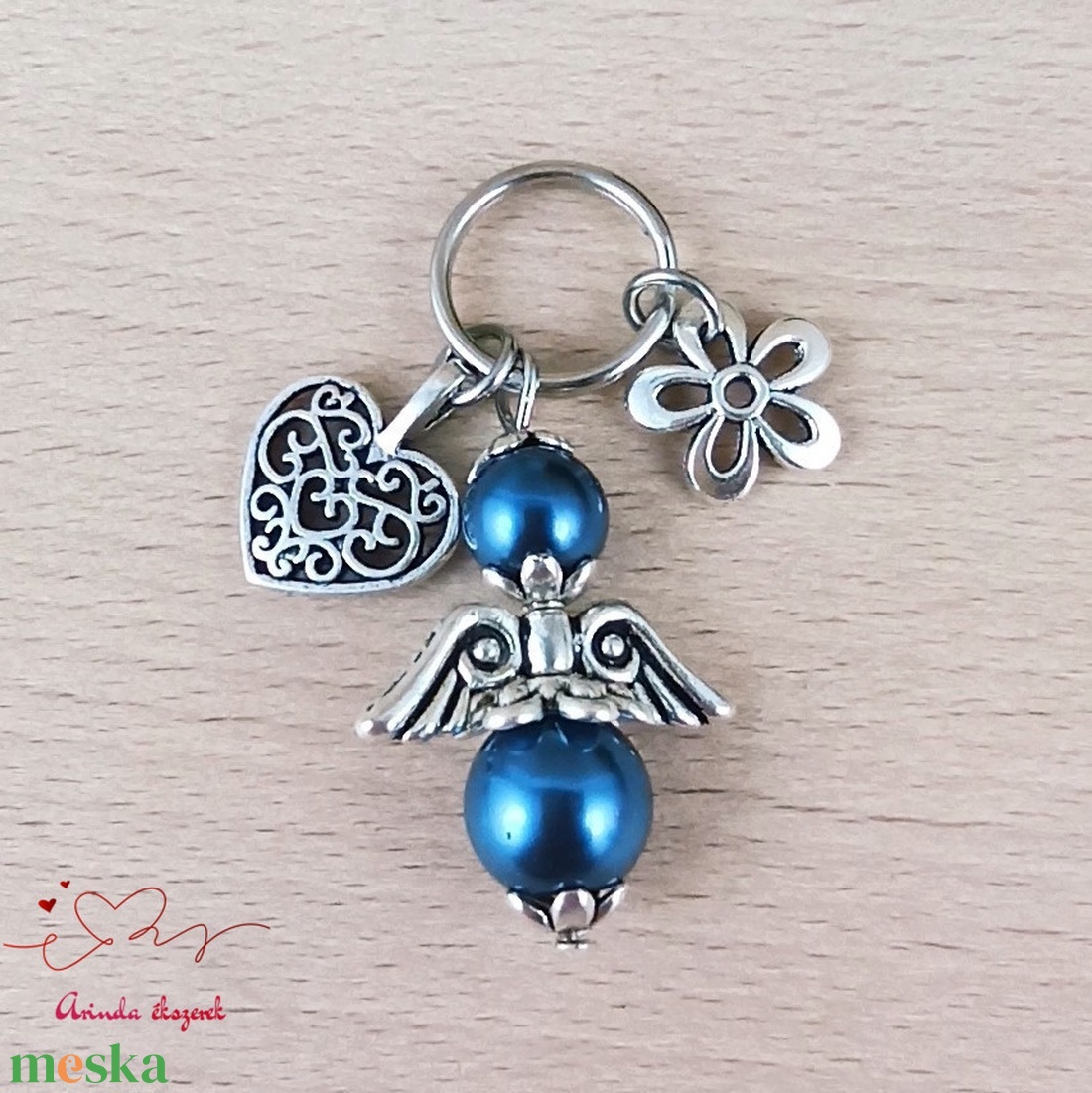Sötétkék angyalkás kulcstartó � anyák napi ajándék anyának, mamának, keresztanyának - táska & tok - kulcstartó & táskadísz - kulcstartó - Meska.hu