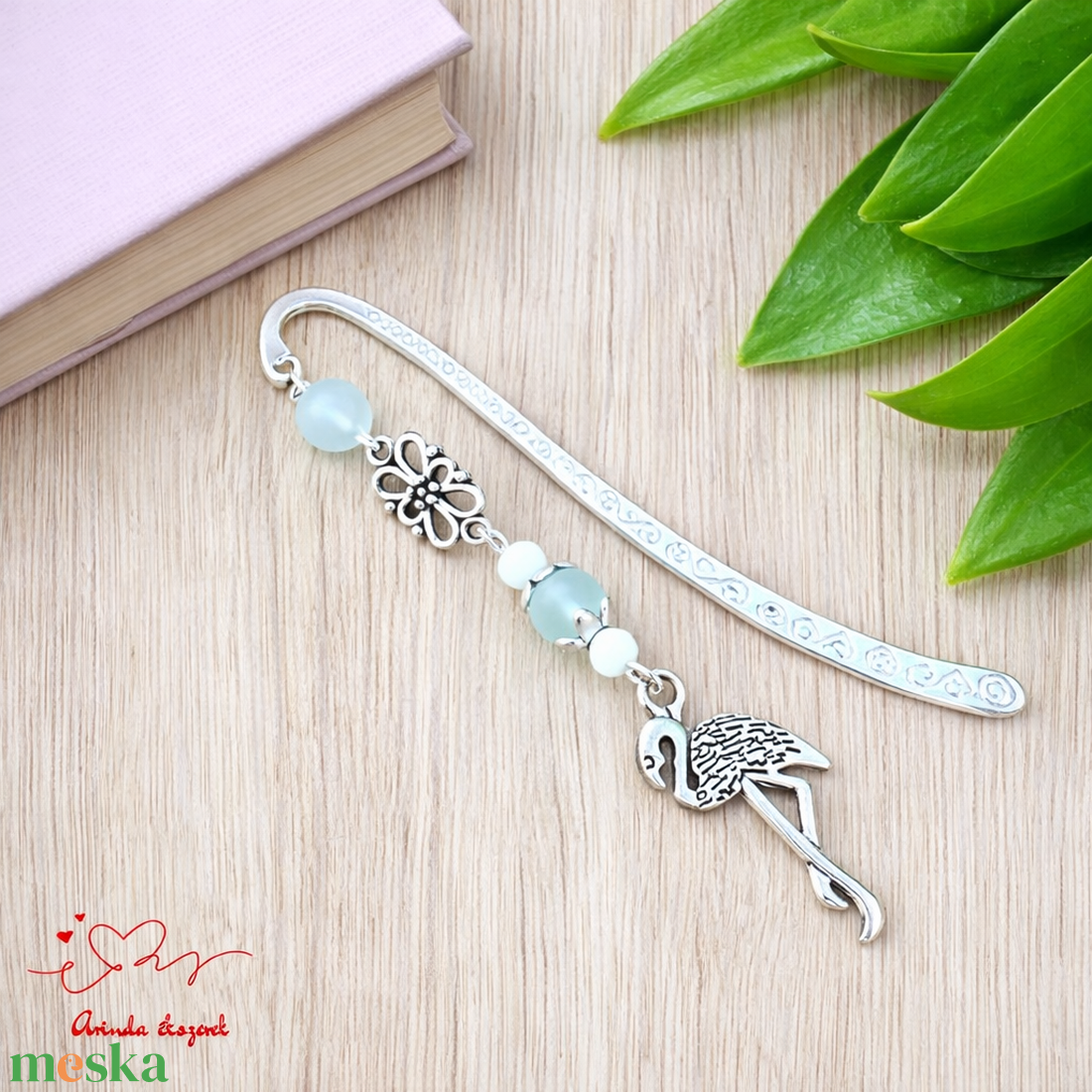 Világoskék flamingós könyvjelző � egyedi, kézműves ajándék olvasóknak - könyv & zene - könyvjelző - Meska.hu