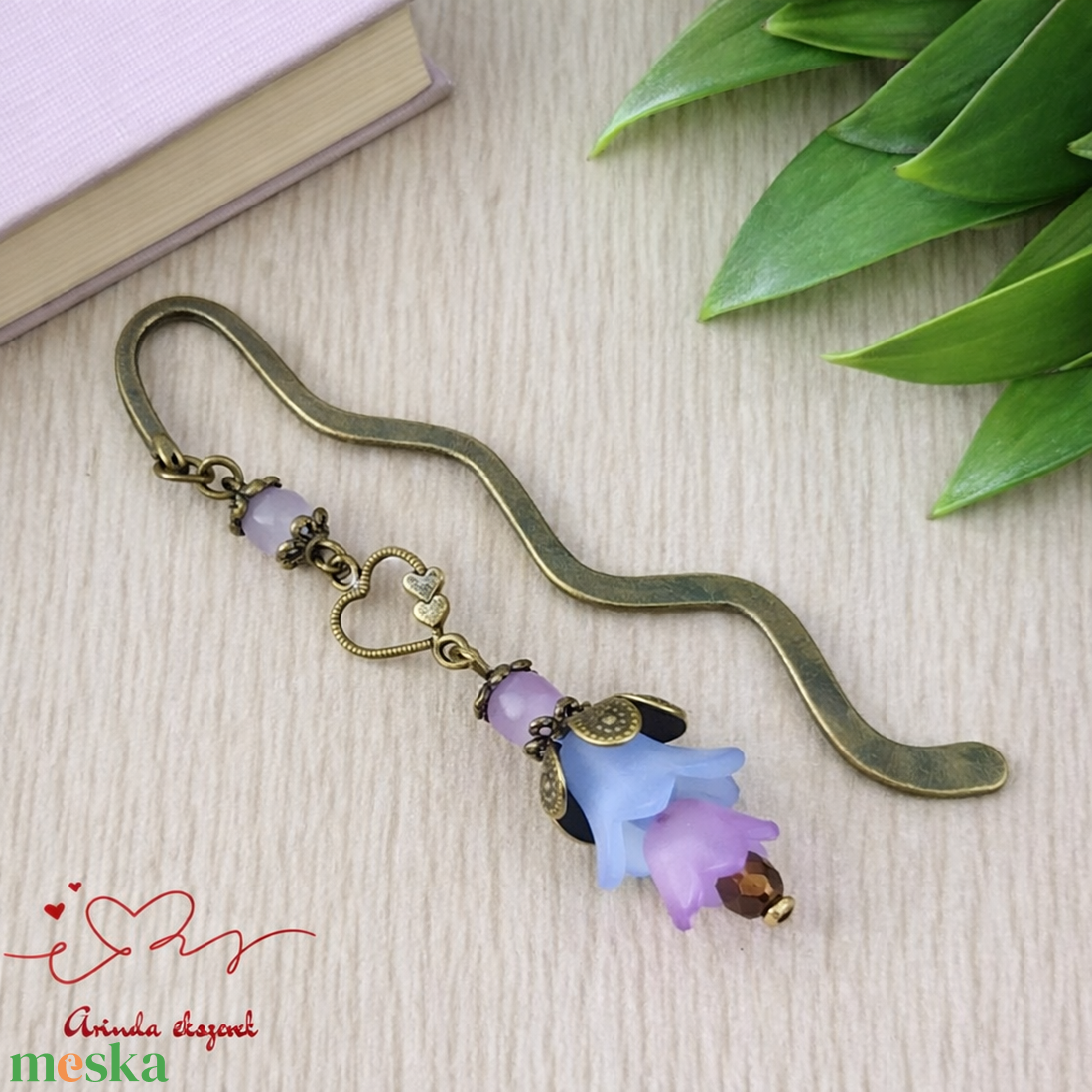 Kék-lila virágos könyvjelző - könyv & zene - könyvjelző - Meska.hu