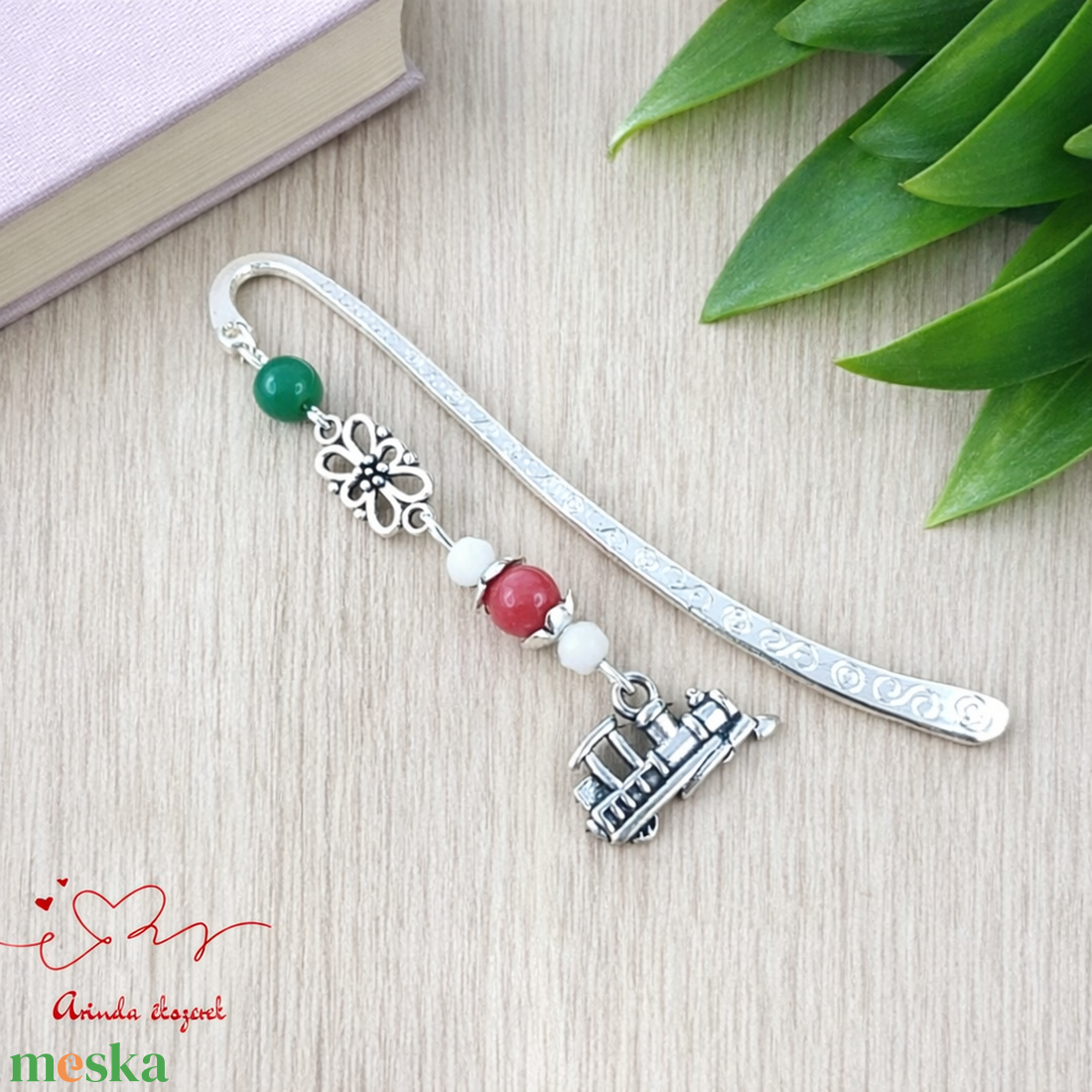 Gőzmozdony medálos könyvjelző � vonatos, kézzel készült ajándék - könyv & zene - könyvjelző - Meska.hu