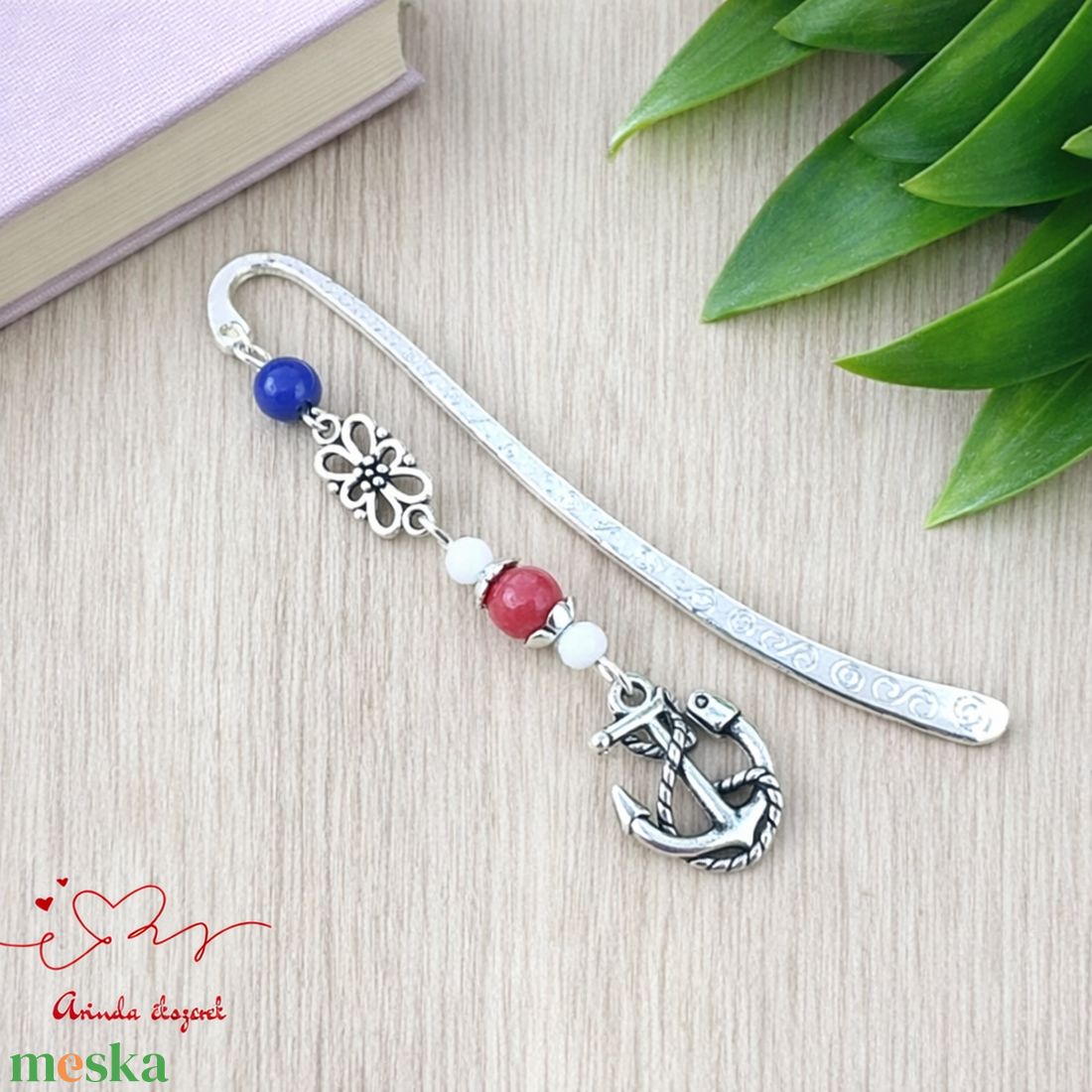 Horgony medálos könyvjelző � tengeri hangulatú, kézzel készült - könyv & zene - könyvjelző - Meska.hu