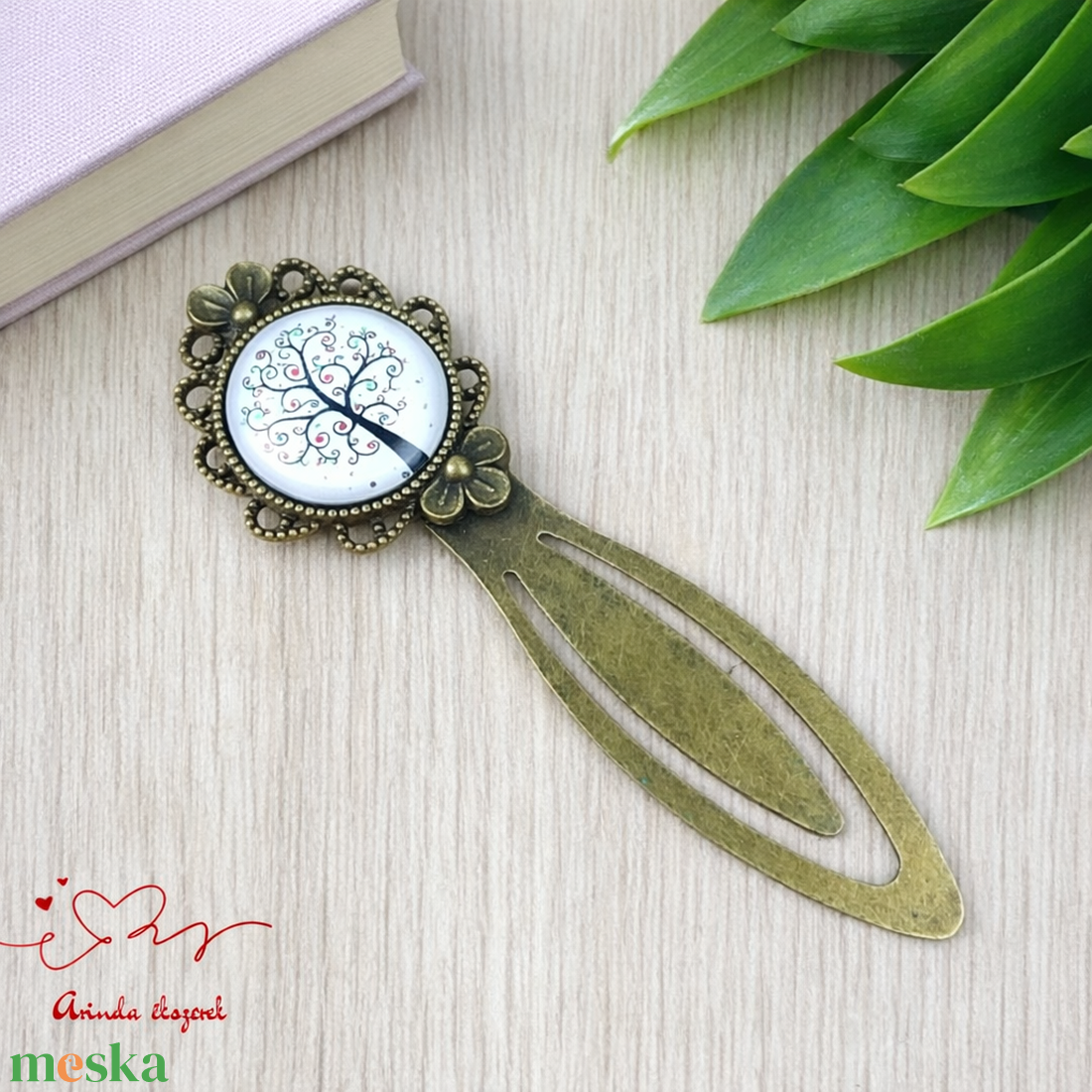 Életfa üveglencsés könyvjelző � bronz színű, kézzel készült - könyv & zene - könyvjelző - Meska.hu