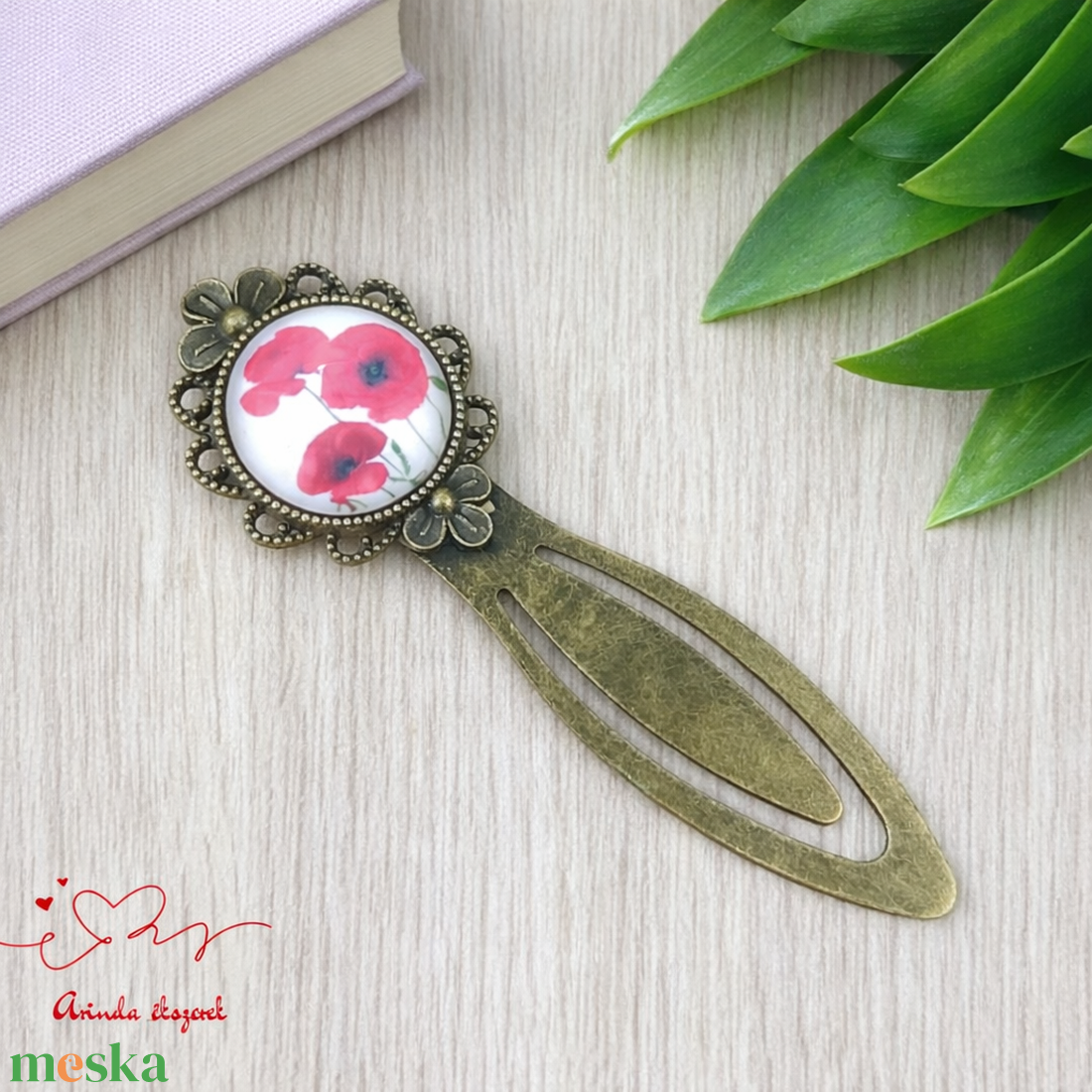 Pipacsos üveglencsés könyvjelző � romantikus, virágmintás ajándék olvasóknak - könyv & zene - könyvjelző - Meska.hu