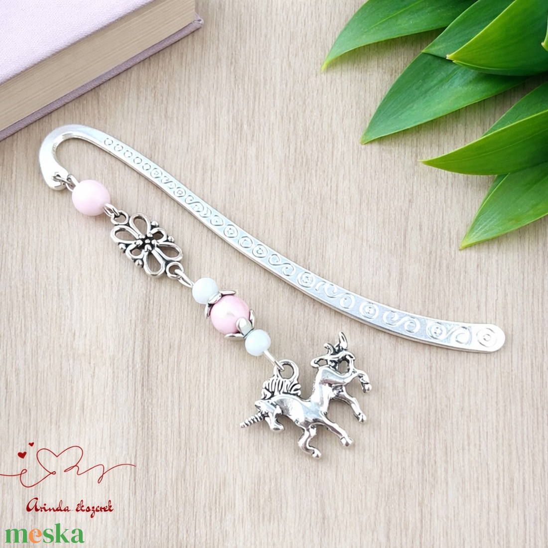 Unikornis könyvjelző � rózsaszín gyöngyökkel, varázslatos szülinapi ajándék gyerekeknek - könyv & zene - könyvjelző - Meska.hu