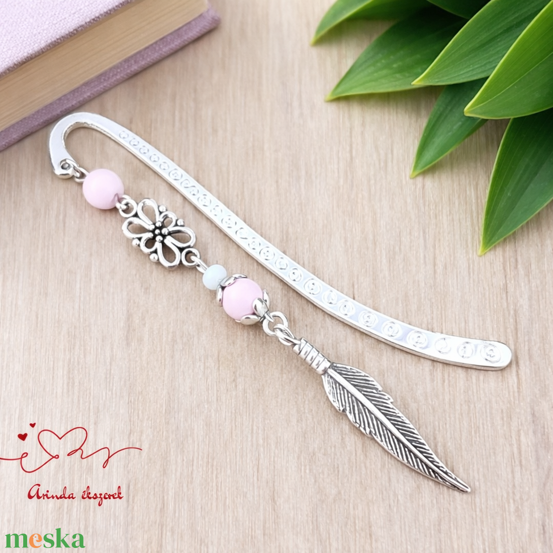 Toll charm könyvjelző � rózsaszín gyöngyökkel, pedagógusnapi ajándék - könyv & zene - könyvjelző - Meska.hu