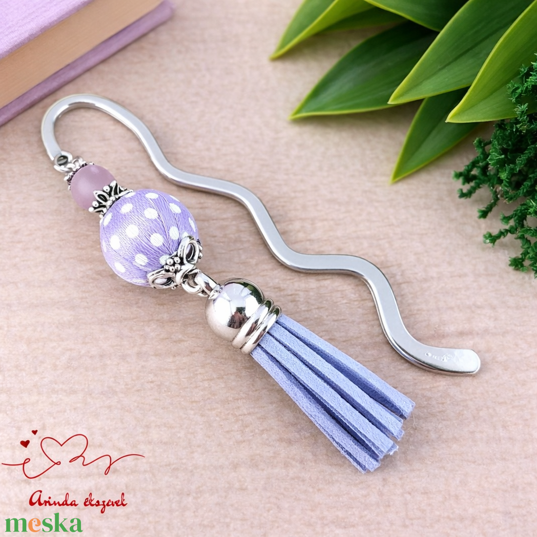 Levendula vidám pöttyös bojtos könyvjelző � kedves ajándék pedagógusnak  - könyv & zene - könyvjelző - Meska.hu