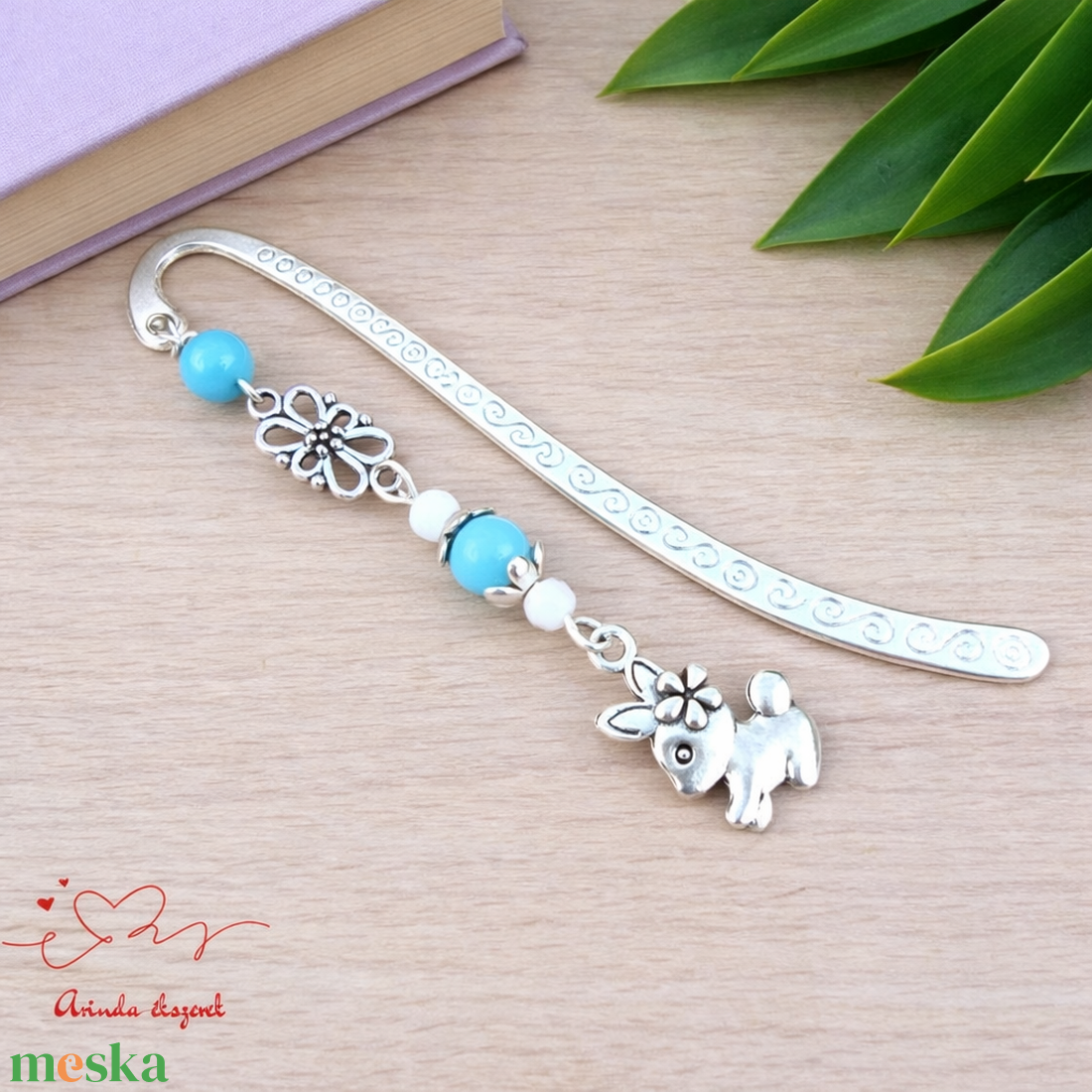 Világoskék nyuszis könyvjelző � óvónéninek és dadusnak év végi köszönőajándék - könyv & zene - könyvjelző - Meska.hu