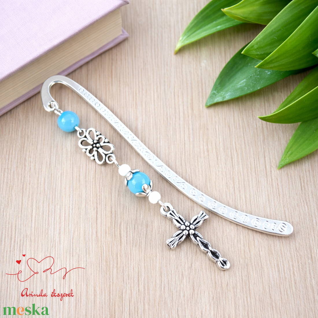 Világoskék kereszt könyvjelző � hittan, erkölcstan pedagógusnak � évzáró, pedagógusnapi ajándék - könyv & zene - könyvjelző - Meska.hu