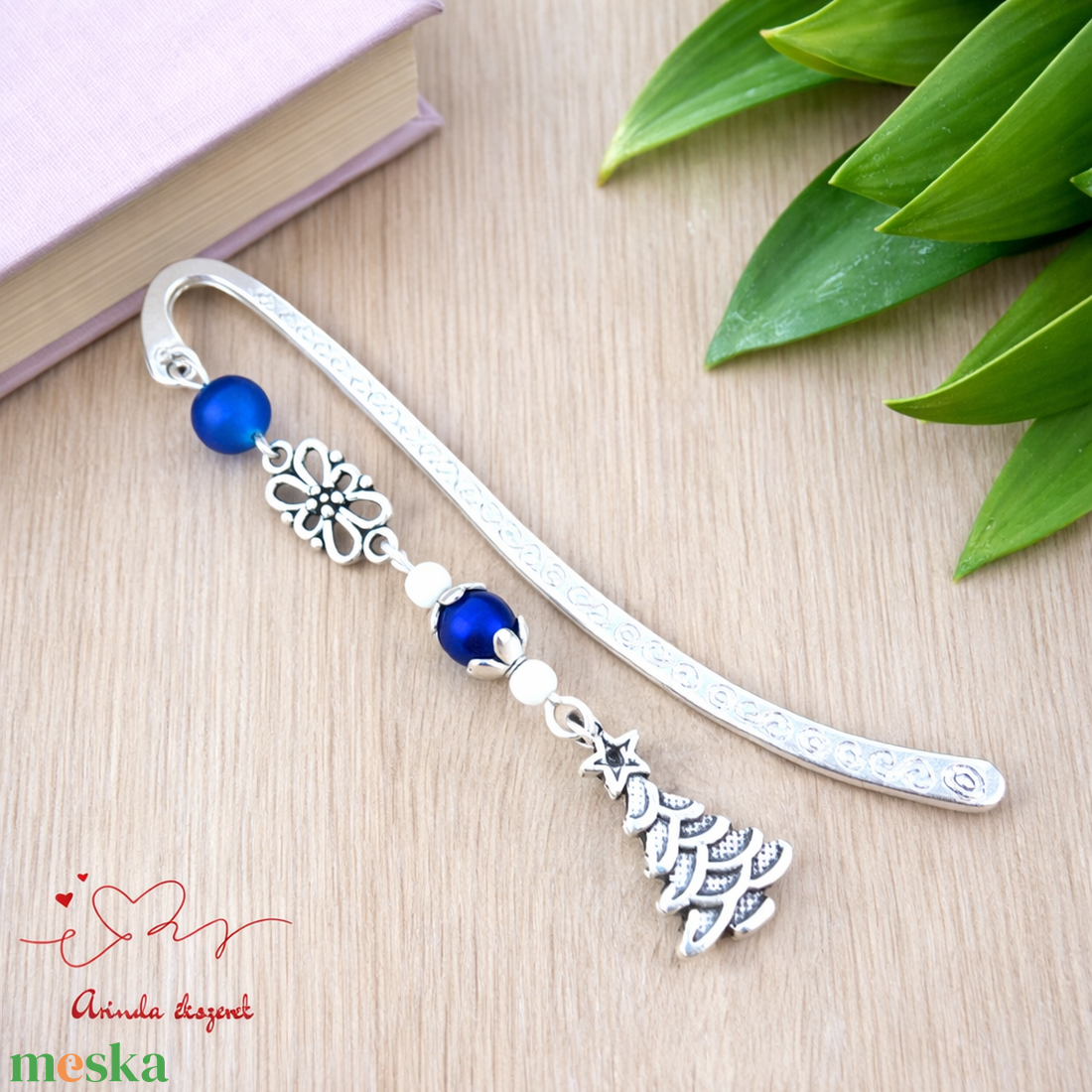 Sötétkék karácsonyfa könyvjelző � ünnepi, kézműves ajándék olvasóknak - könyv & zene - könyvjelző - Meska.hu