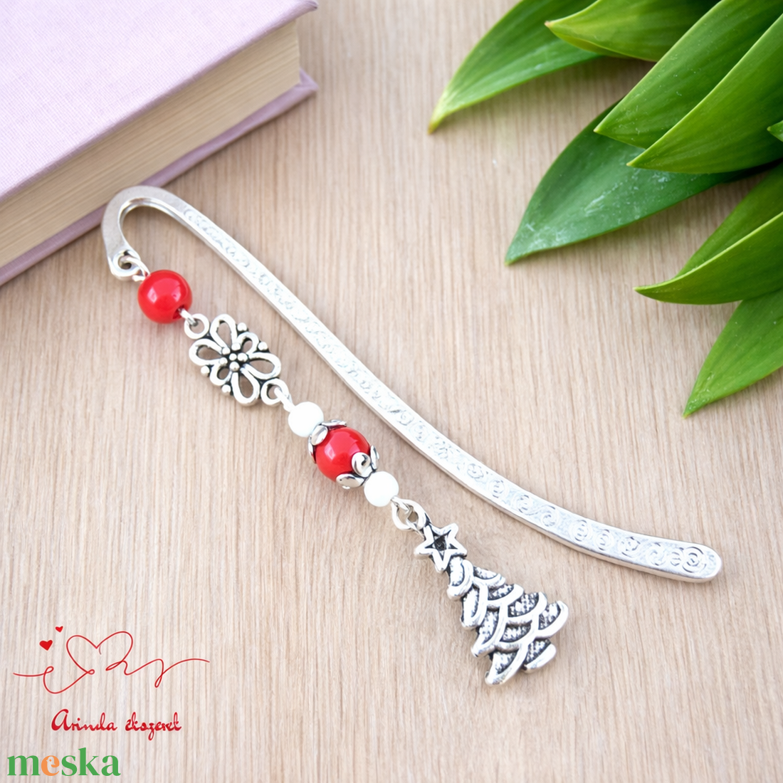 Piros karácsonyfa könyvjelző � ünnepi, kézműves ajándék olvasóknak - könyv & zene - könyvjelző - Meska.hu