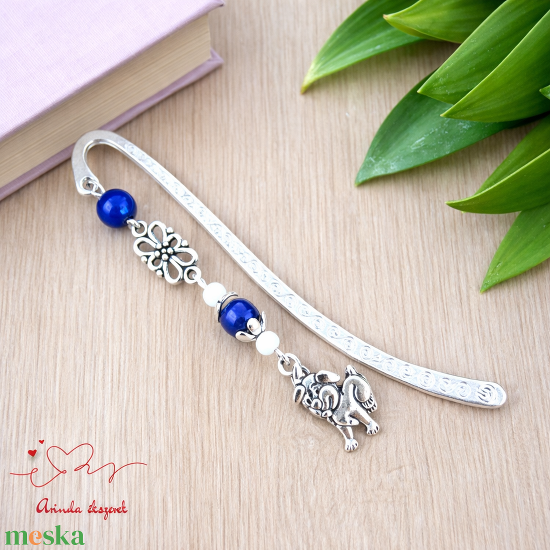 Sötétkék kutyás könyvjelző � egyedi, kézműves ajándék kutyabarátoknak - könyv & zene - könyvjelző - Meska.hu