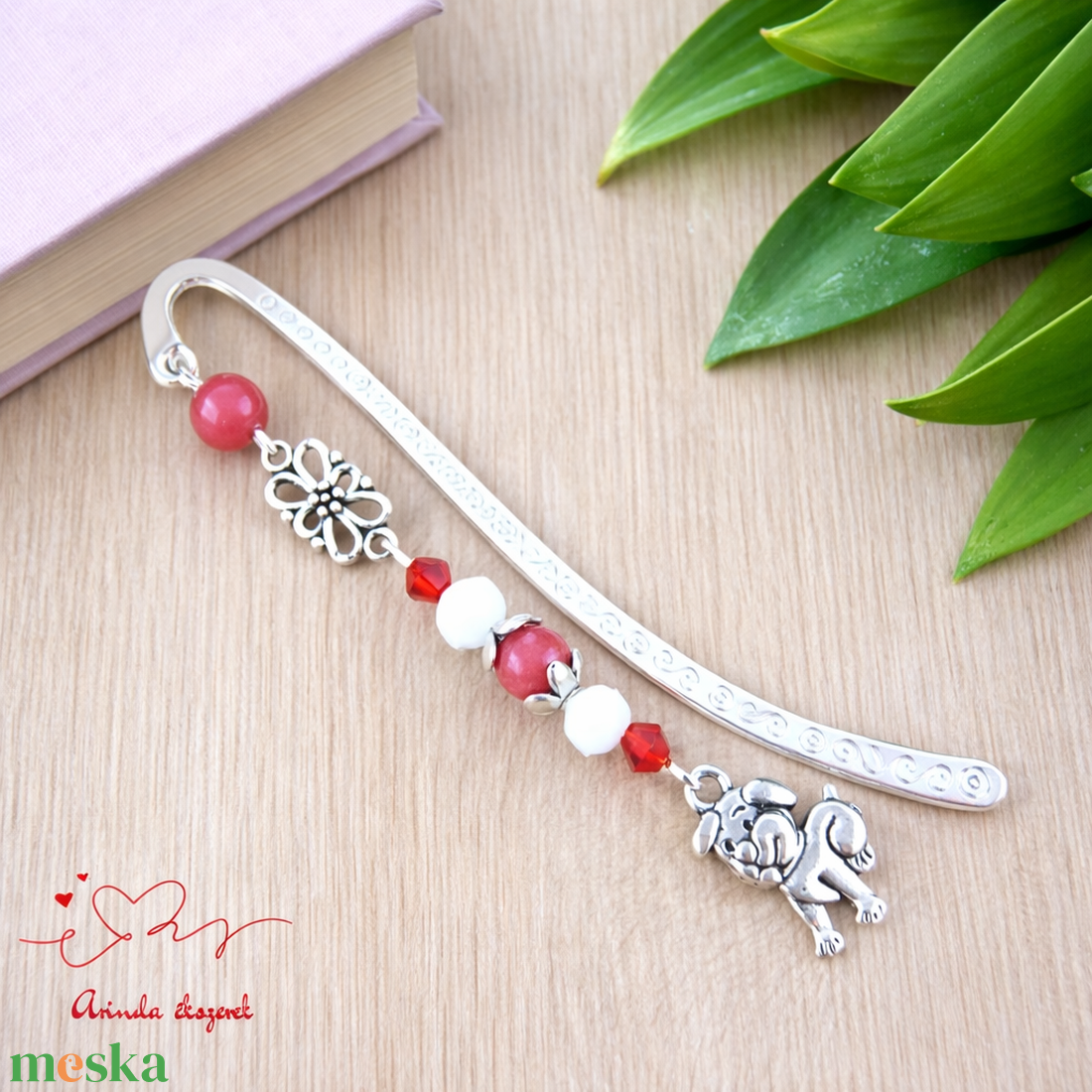 Piros kutyás könyvjelző � egyedi, kézműves ajándék kutyabarátoknak - könyv & zene - könyvjelző - Meska.hu