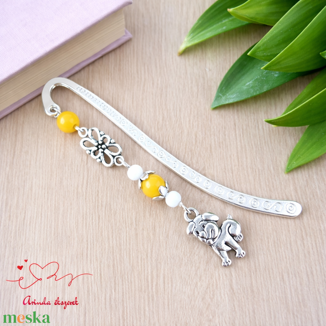 Sárga kutyás könyvjelző � egyedi, kézműves ajándék kutyabarátoknak - könyv & zene - könyvjelző - Meska.hu