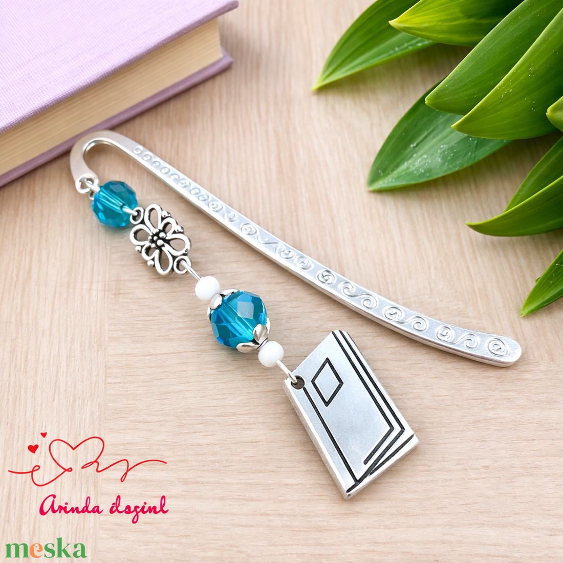 Világoskék könyv charmos könyvjelző � pedagógusnapi és évzáró ajándék - könyv & zene - könyvjelző - Meska.hu