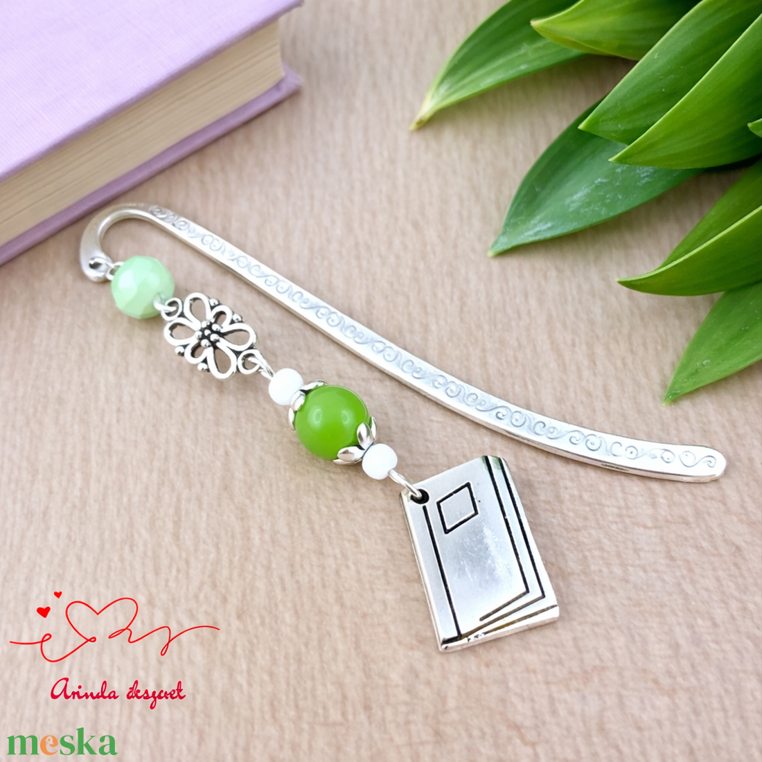 Zöld könyv charmos könyvjelző � pedagógusnapi és évzáró ajándék - könyv & zene - könyvjelző - Meska.hu