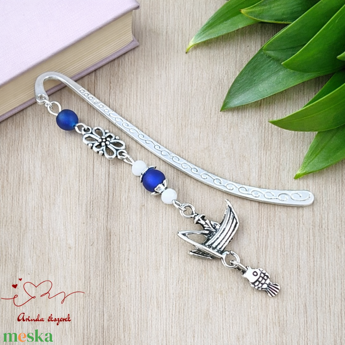 Kék horgászos könyvjelző � egyedi, kézműves ajándék horgászoknak - könyv & zene - könyvjelző - Meska.hu