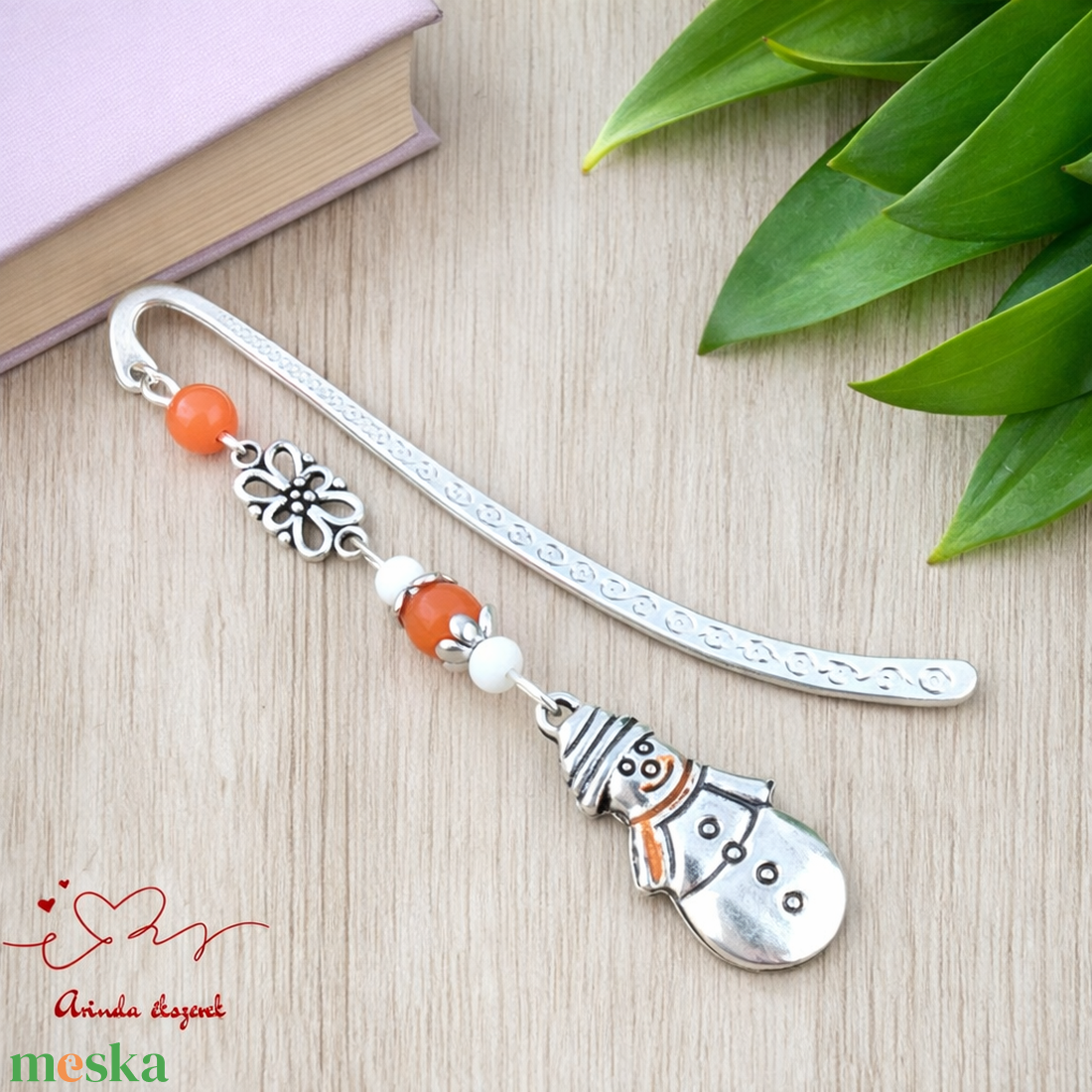 Narancs hóemberes könyvjelző � karácsonyi kézműves ajándék olvasóknak - könyv & zene - könyvjelző - Meska.hu