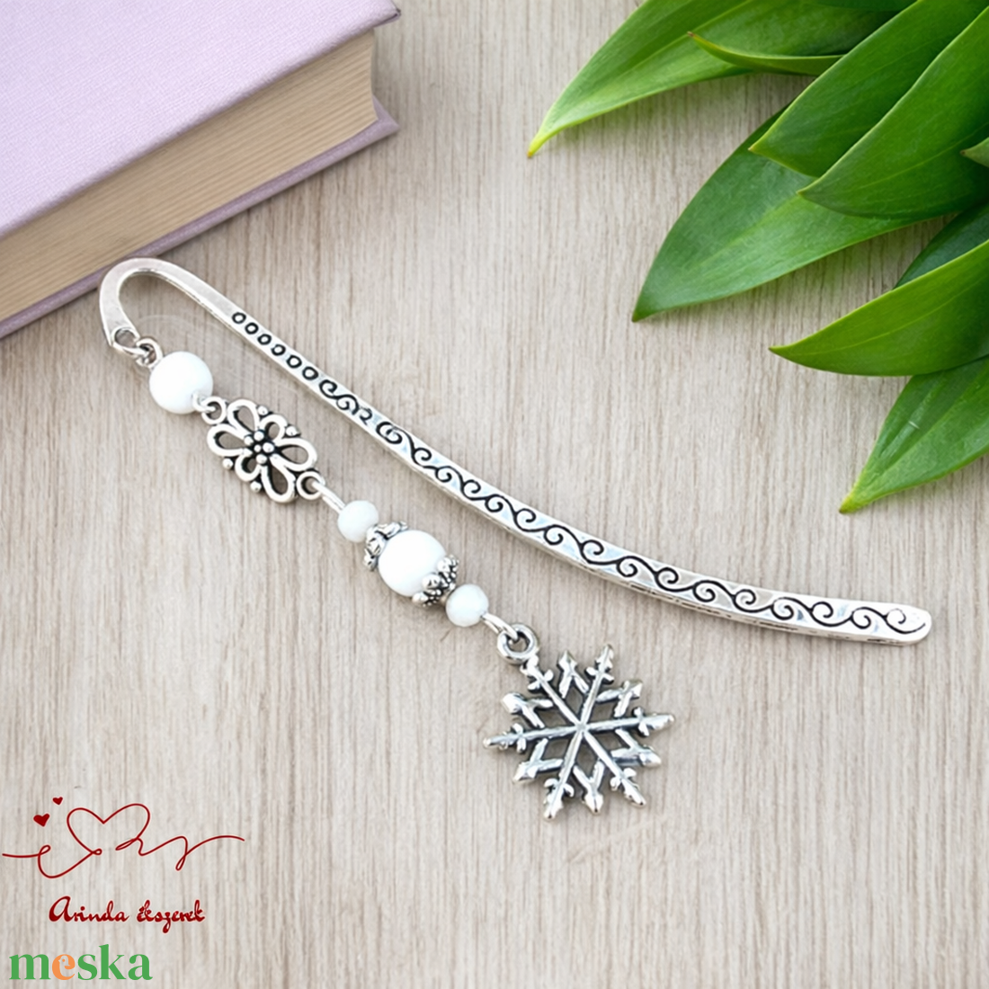 Fehér hópehely könyvjelző � karácsonyi kézműves ajándék olvasóknak - könyv & zene - könyvjelző - Meska.hu