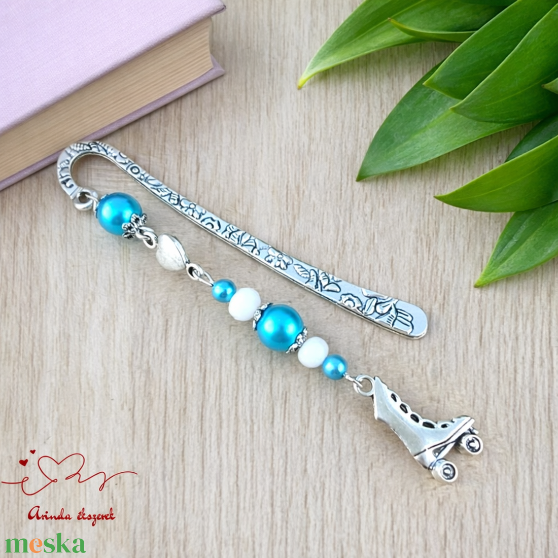 Világoskék görkorcsolyás könyvjelző � sportos ajándék születésnapra és névnapra - könyv & zene - könyvjelző - Meska.hu