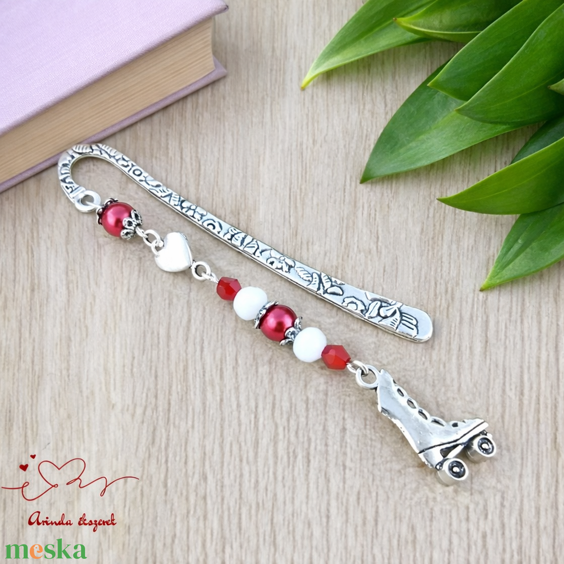 Piros görkorcsolyás könyvjelző � sportos ajándék születésnapra és névnapra - könyv & zene - könyvjelző - Meska.hu