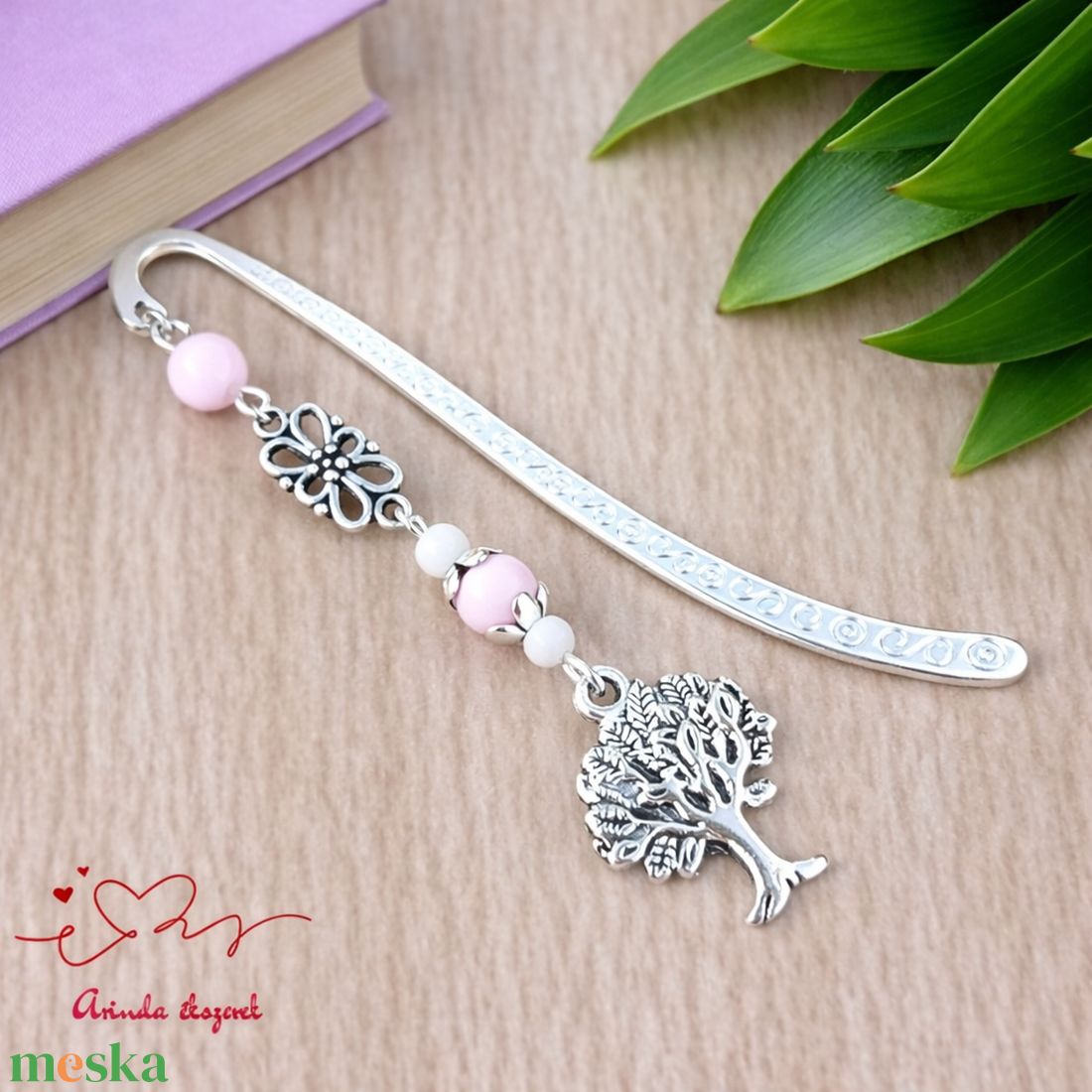 Rózsaszín életfás könyvjelző � pedagógusnapi ajándék - könyv & zene - könyvjelző - Meska.hu